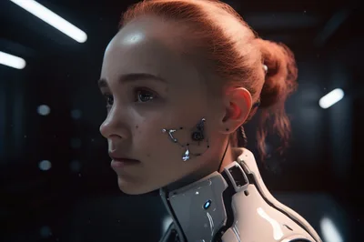 Cyborg Girl With Cybernetic Facial Implants
