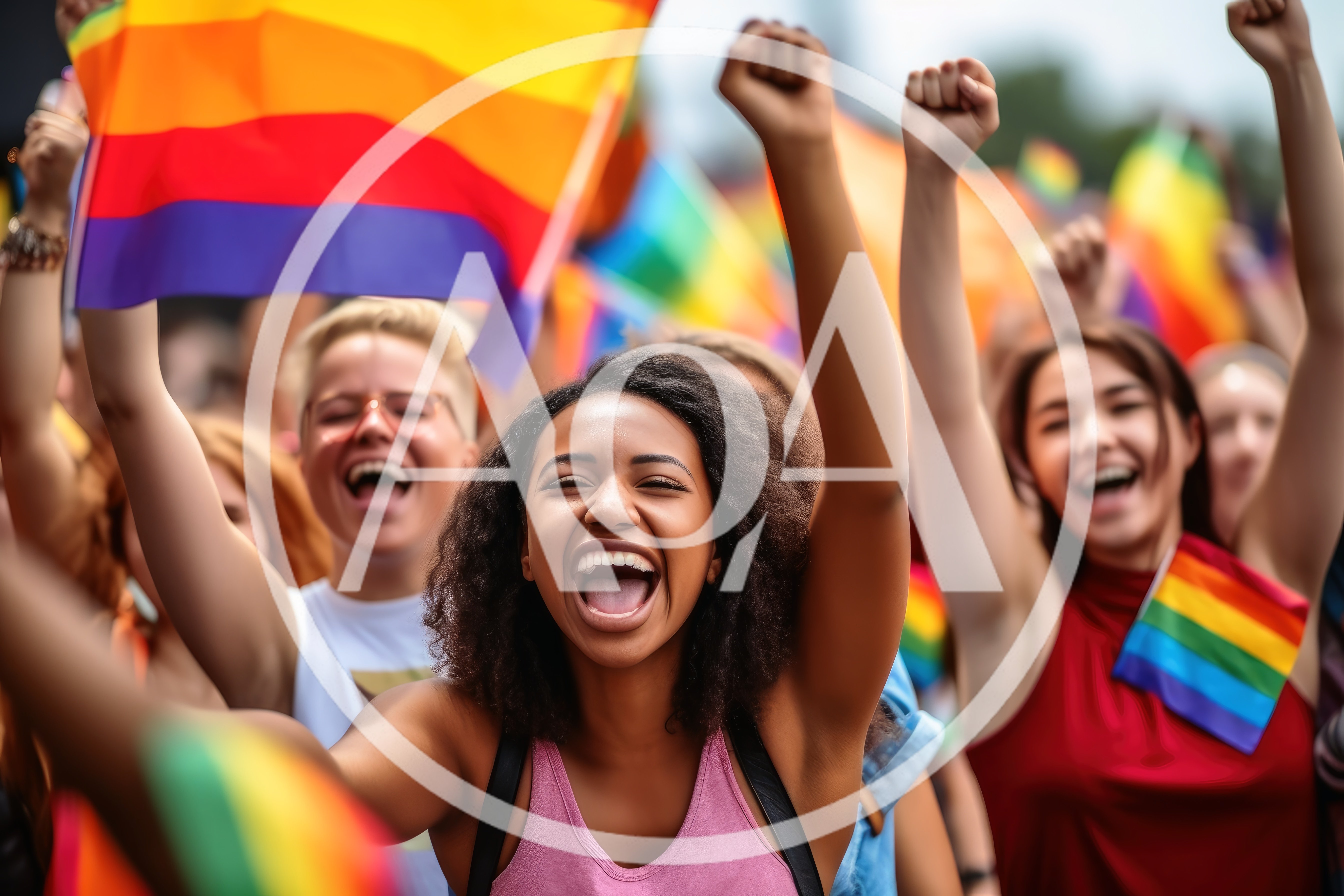Diverse Group Celebrating At A Pride Parade