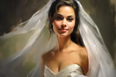 Portrait Of A Beautiful Bride In A Wedding Veil
