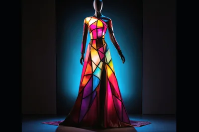 Stained Glass Inspired Fashion Gown On Mannequin