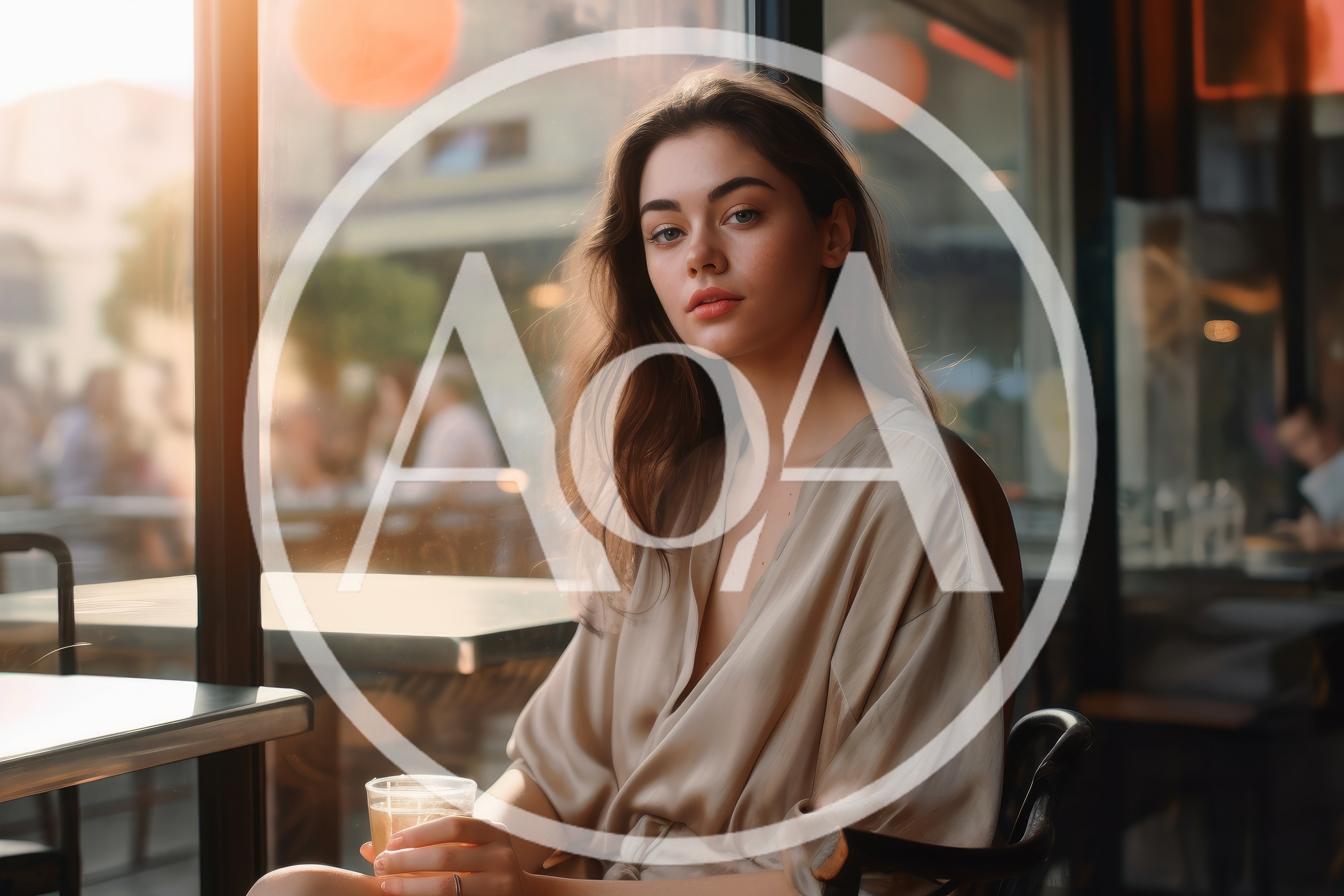 Young Woman Sitting In A Cafe With A Drink