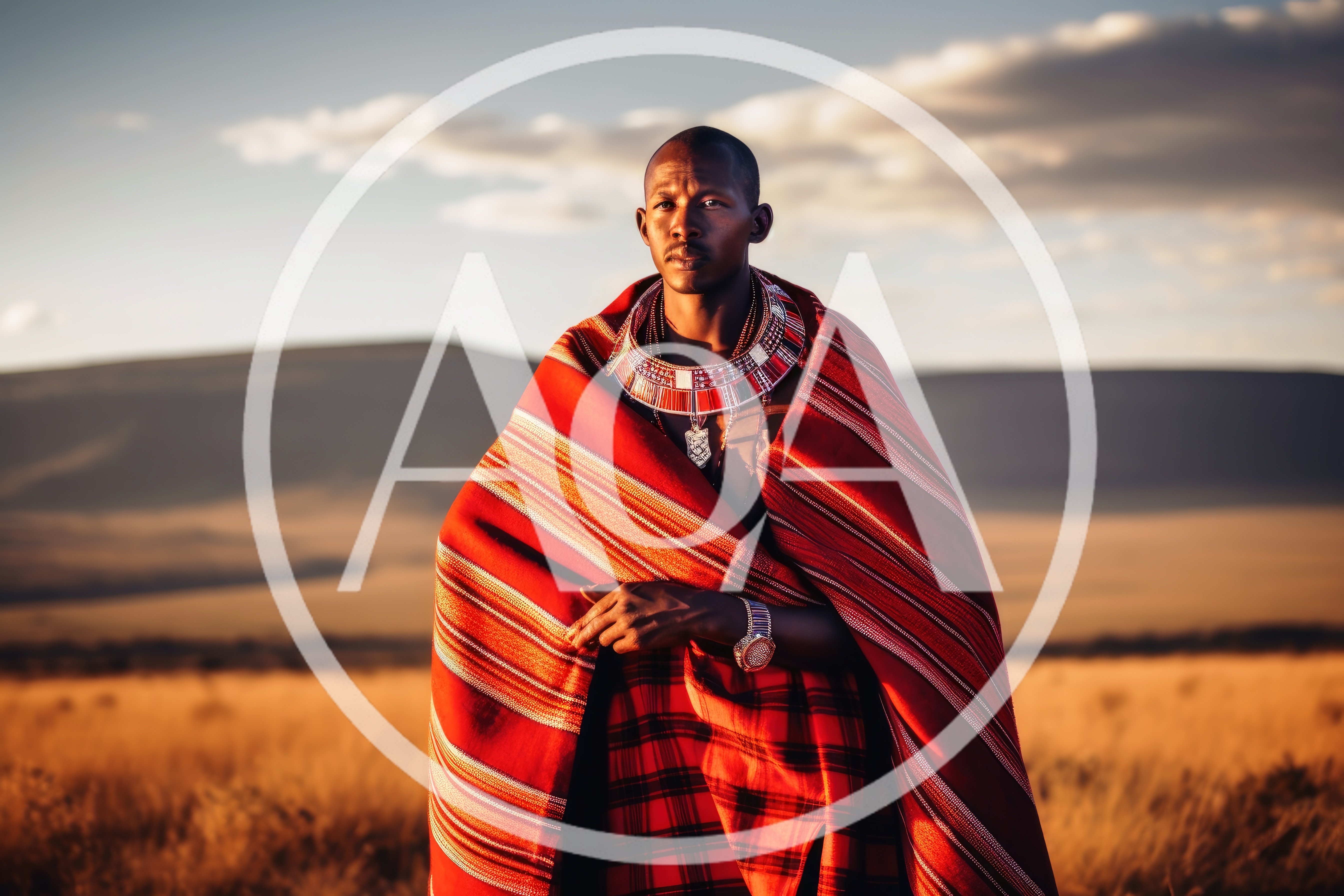 Maasai Warrior Standing In The African Savannah