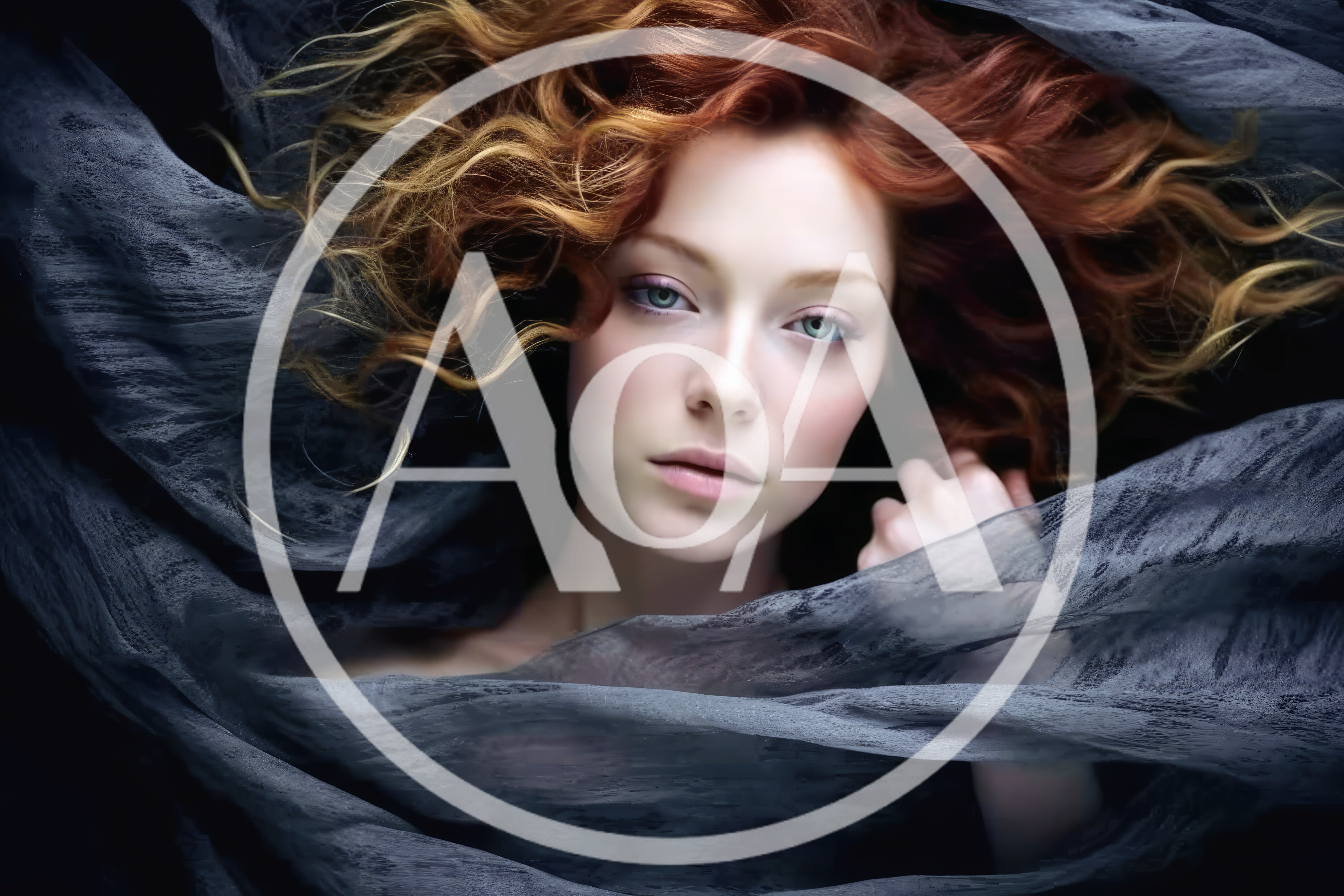 Portrait Of A Redheaded Woman Wrapped In Sheer Fabric