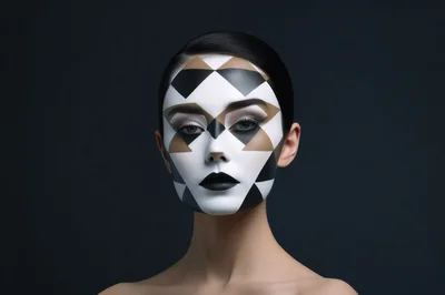 Portrait Of A Woman With Geometric Face Paint