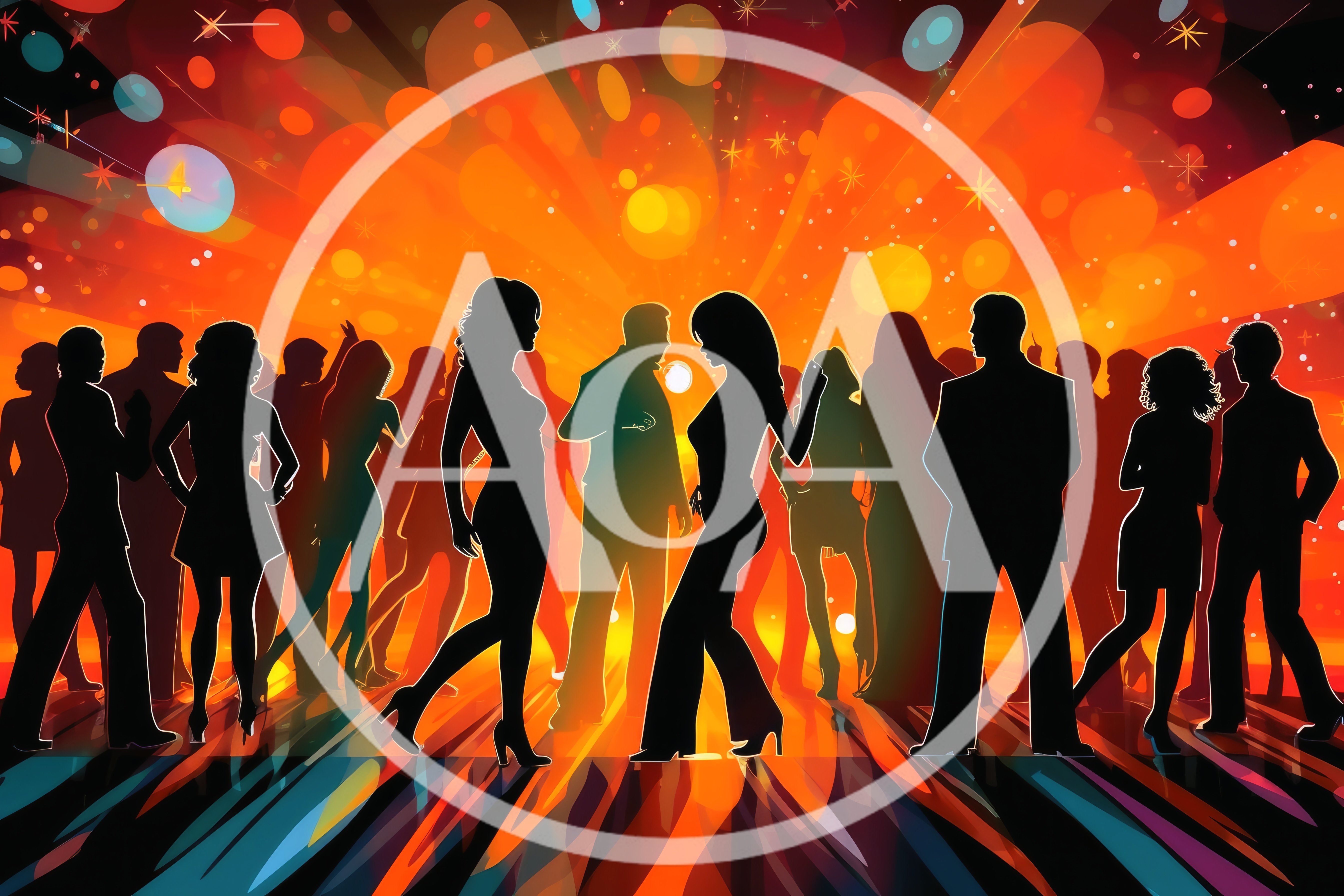 Silhouetted People Dancing At A Vibrant Nightclub Party