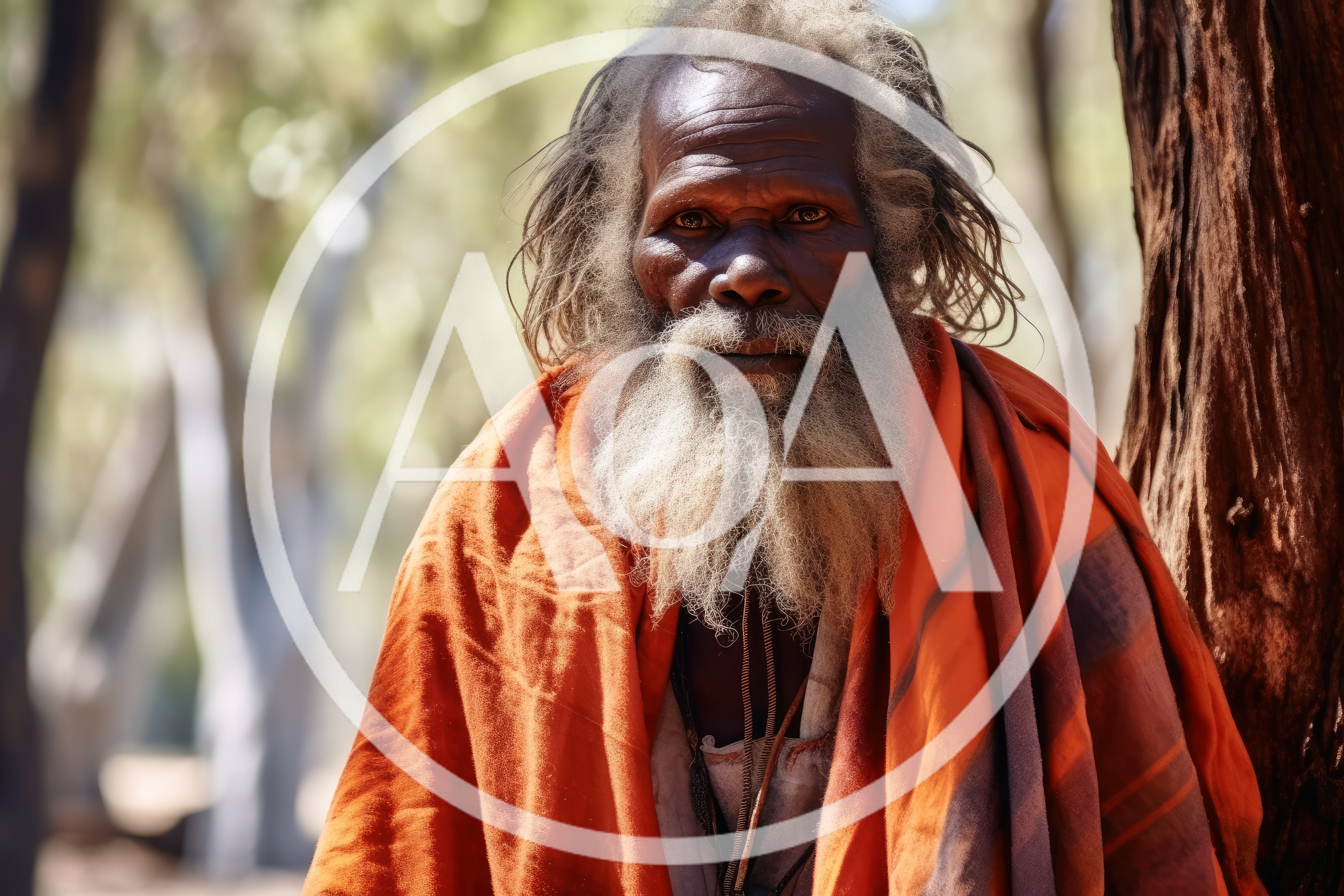 Portrait Of An Indigenous Australian Elder In Traditional Attire