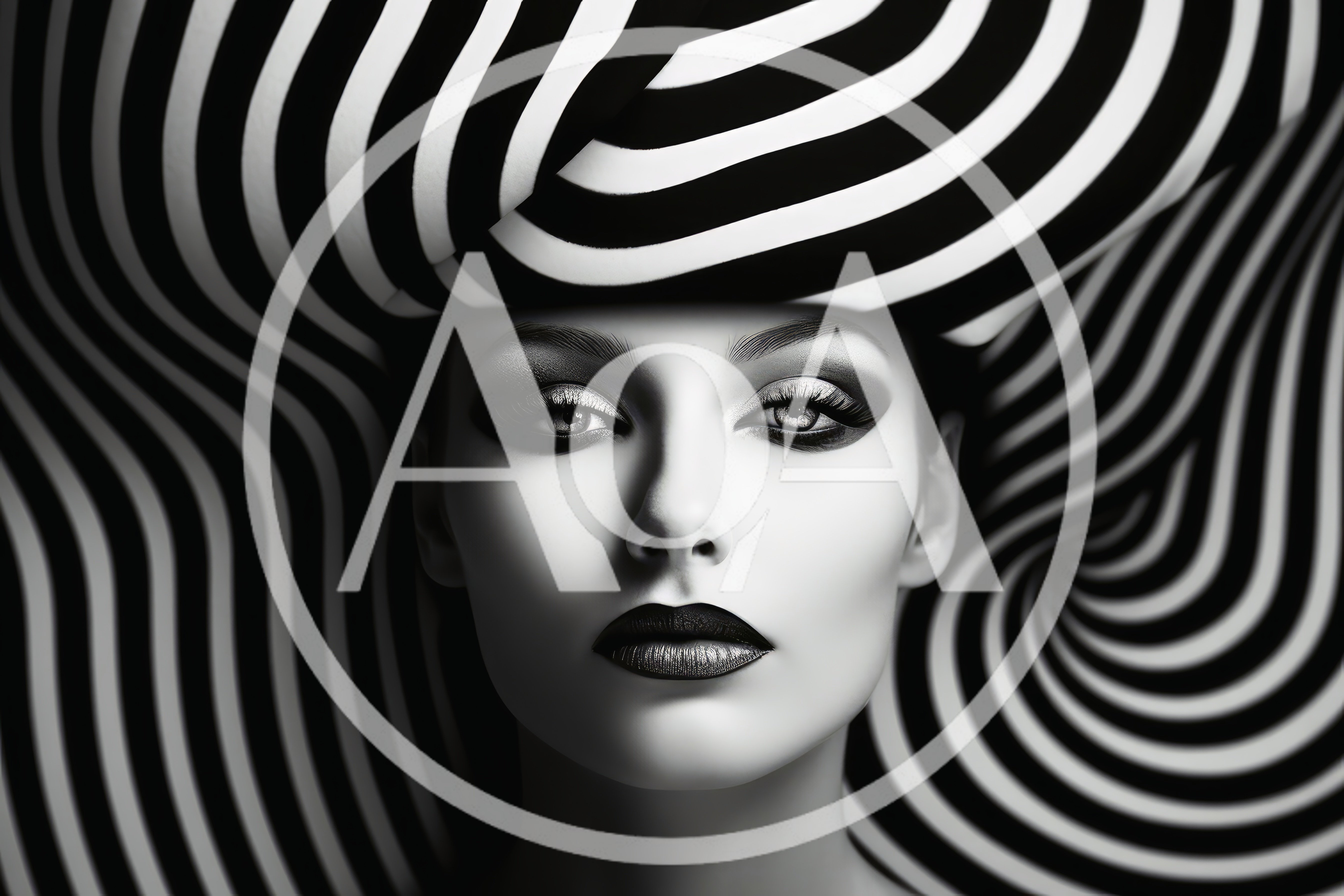 Portrait Of A Woman With Optical Illusion Background