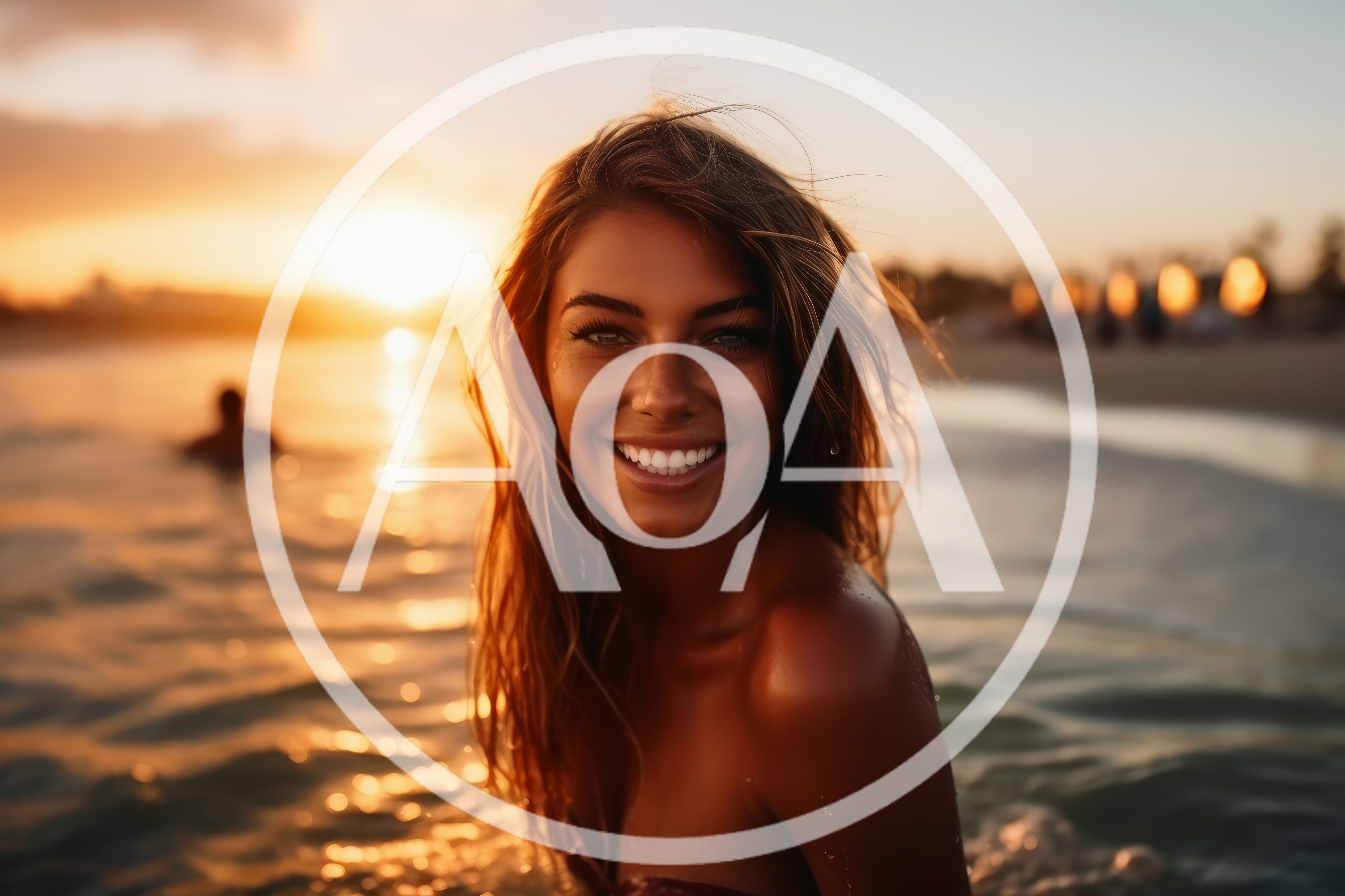 Smiling Woman Enjoying Sunset Swim In The Ocean