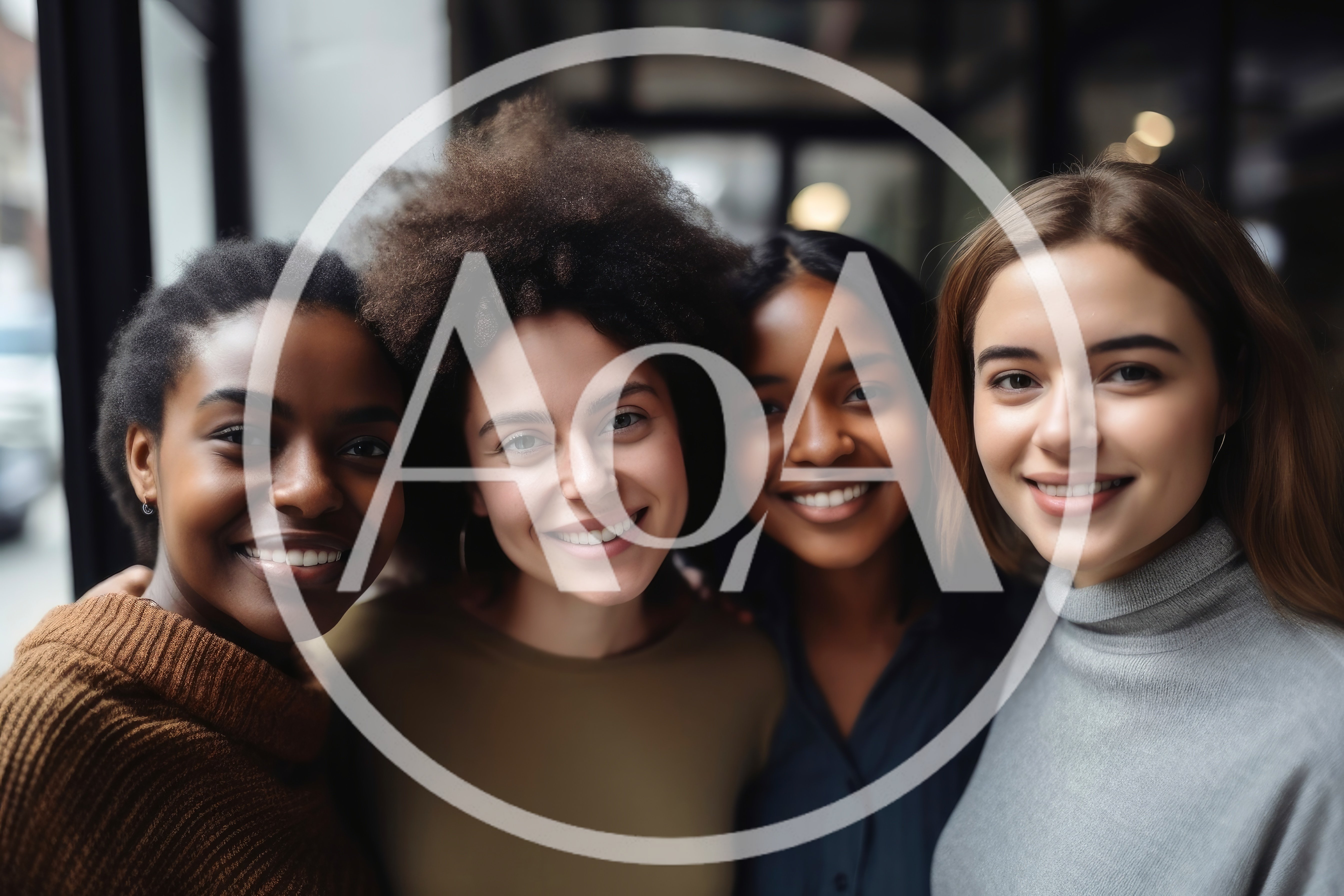 Diverse Group Of Four Women Smiling Together