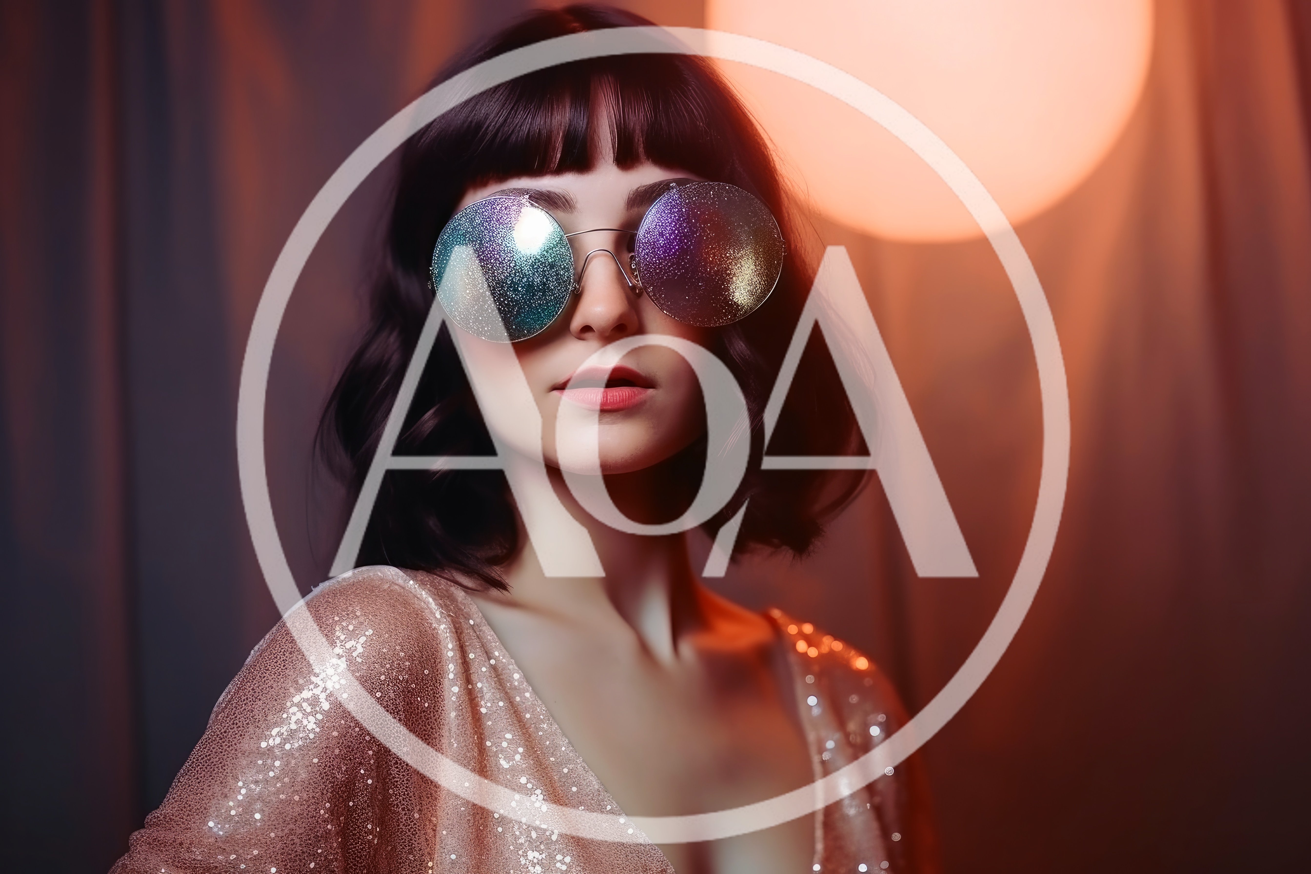Portrait Of A Woman Wearing Glittery Round Sunglasses