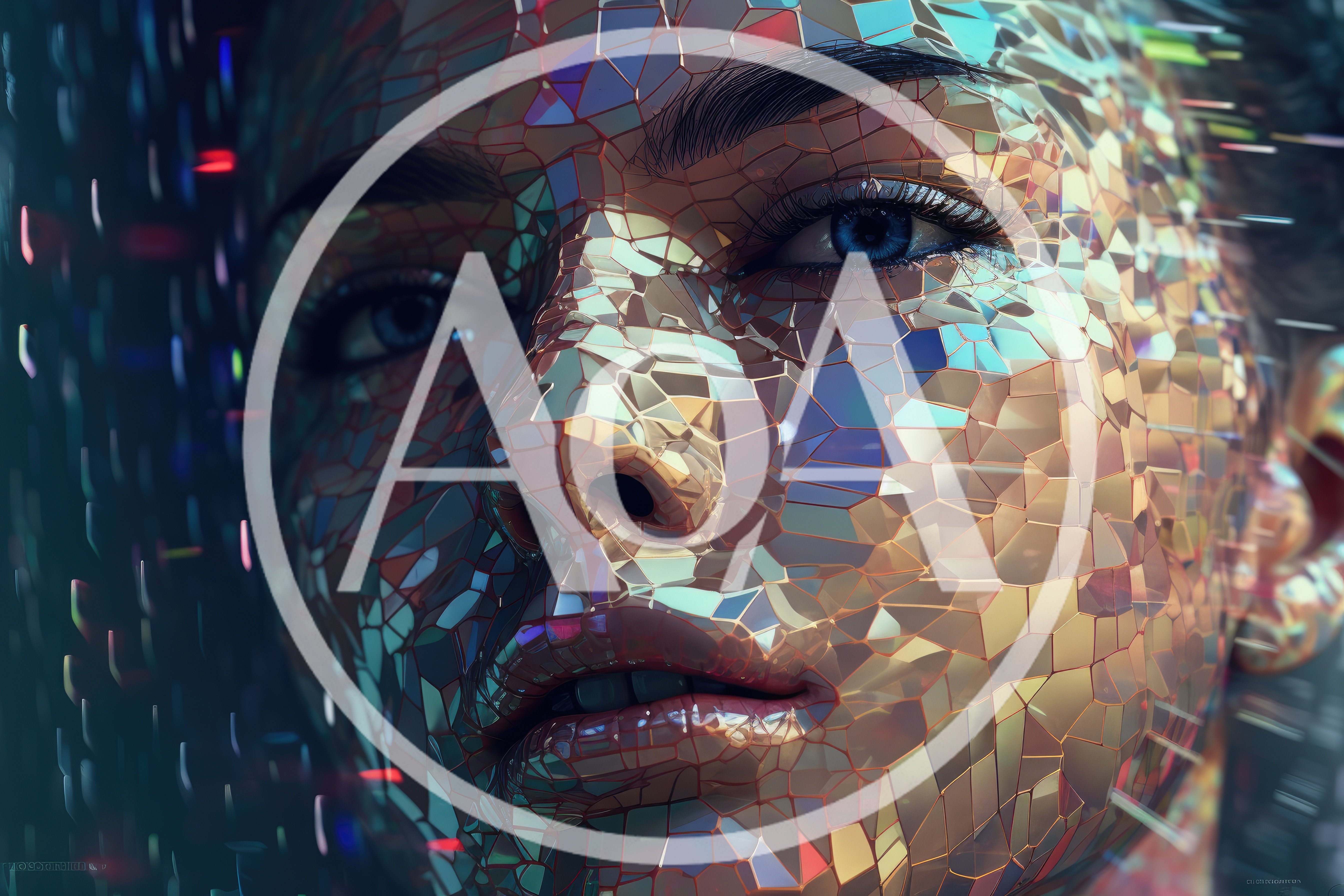 Digital Portrait Of A Woman With Shattered Glass Face