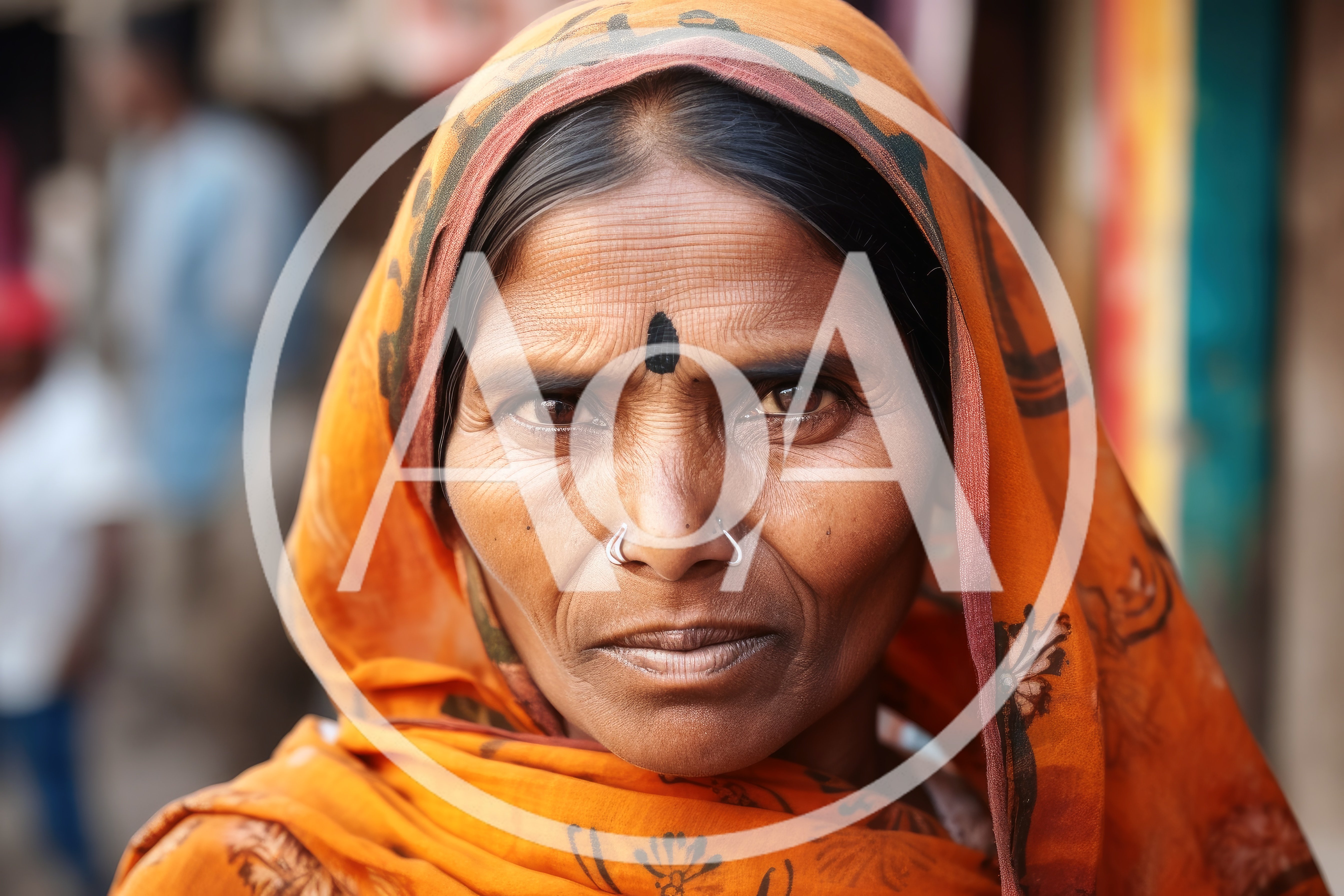 Portrait Of An Elderly Indian Woman In Traditional Attire