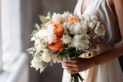 Bride Holding A Beautiful Floral Wedding Bouquet