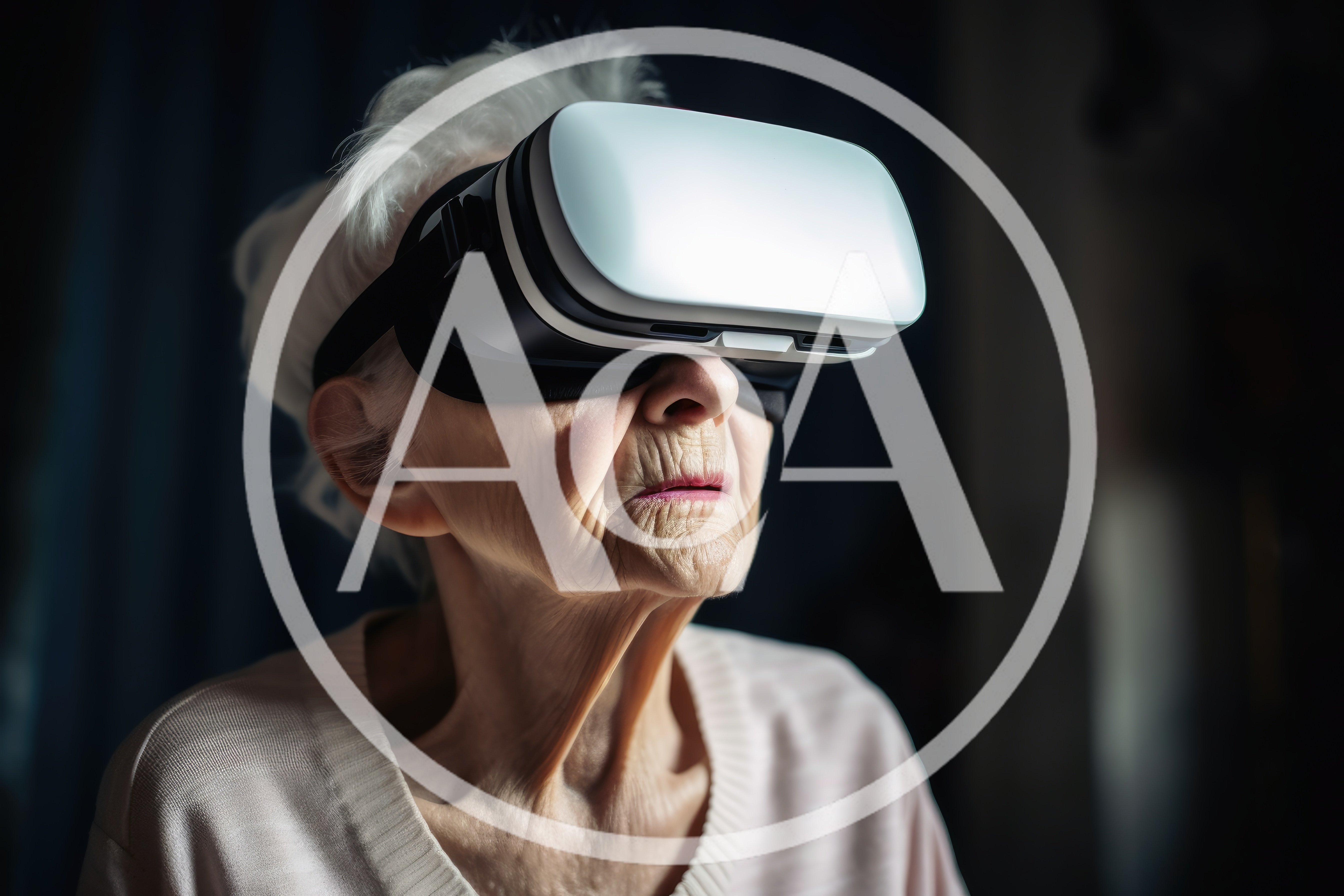 Elderly Woman Wearing Virtual Reality Headset