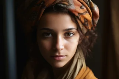 Portrait Of A Young Woman Wearing A Headscarf