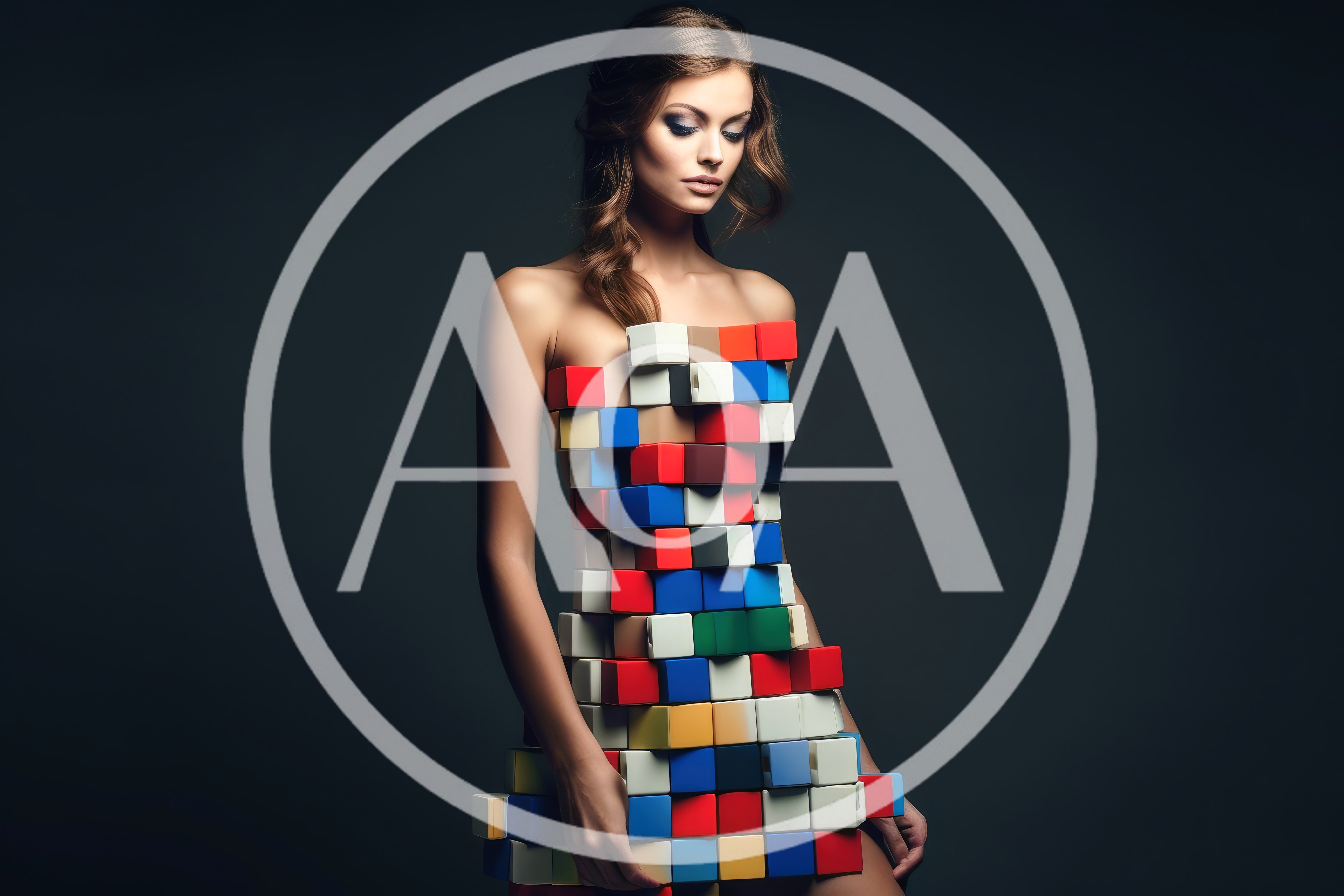 Fashion Model Wearing A Geometric Cube Dress