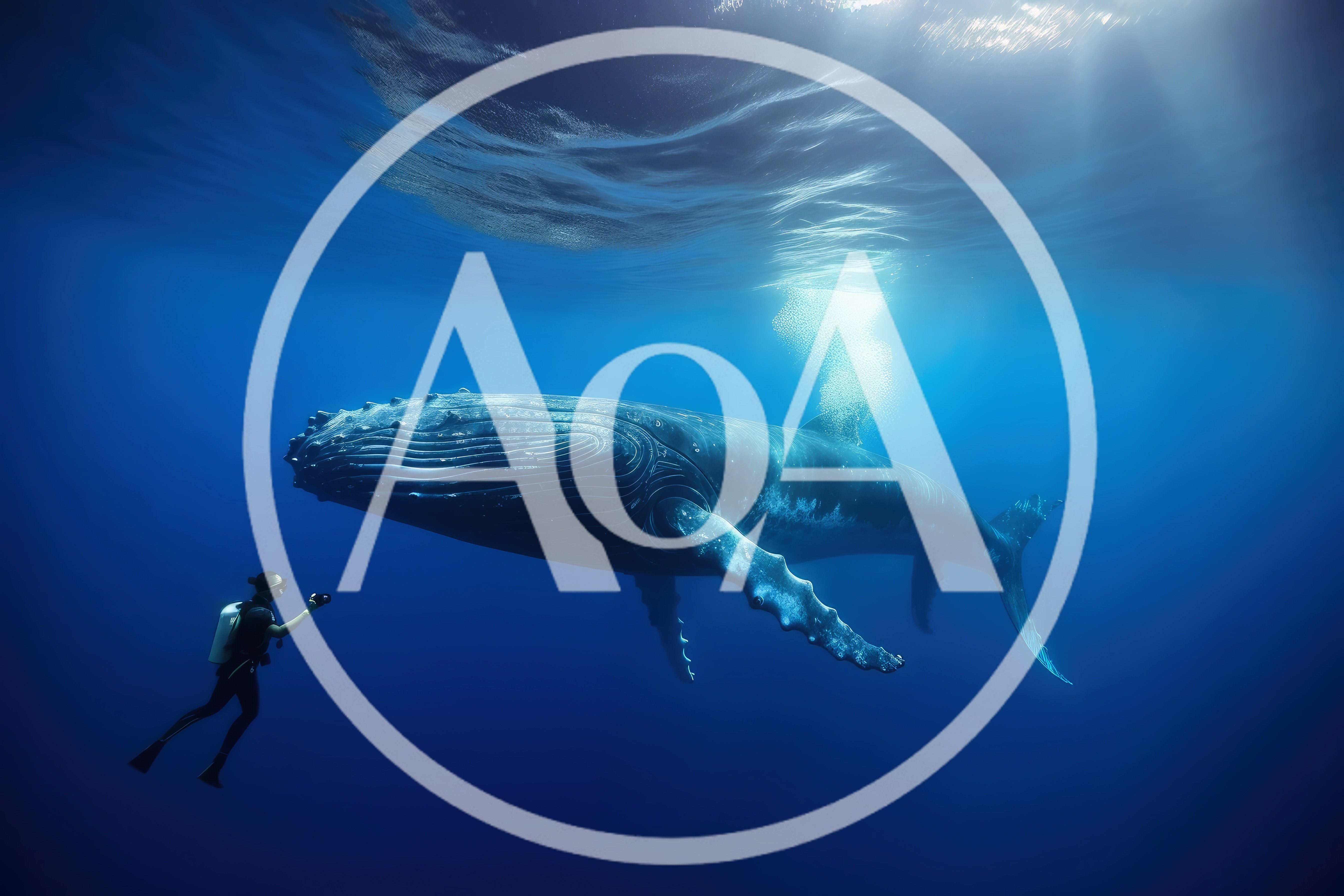Scuba Diver Swimming Near A Humpback Whale
