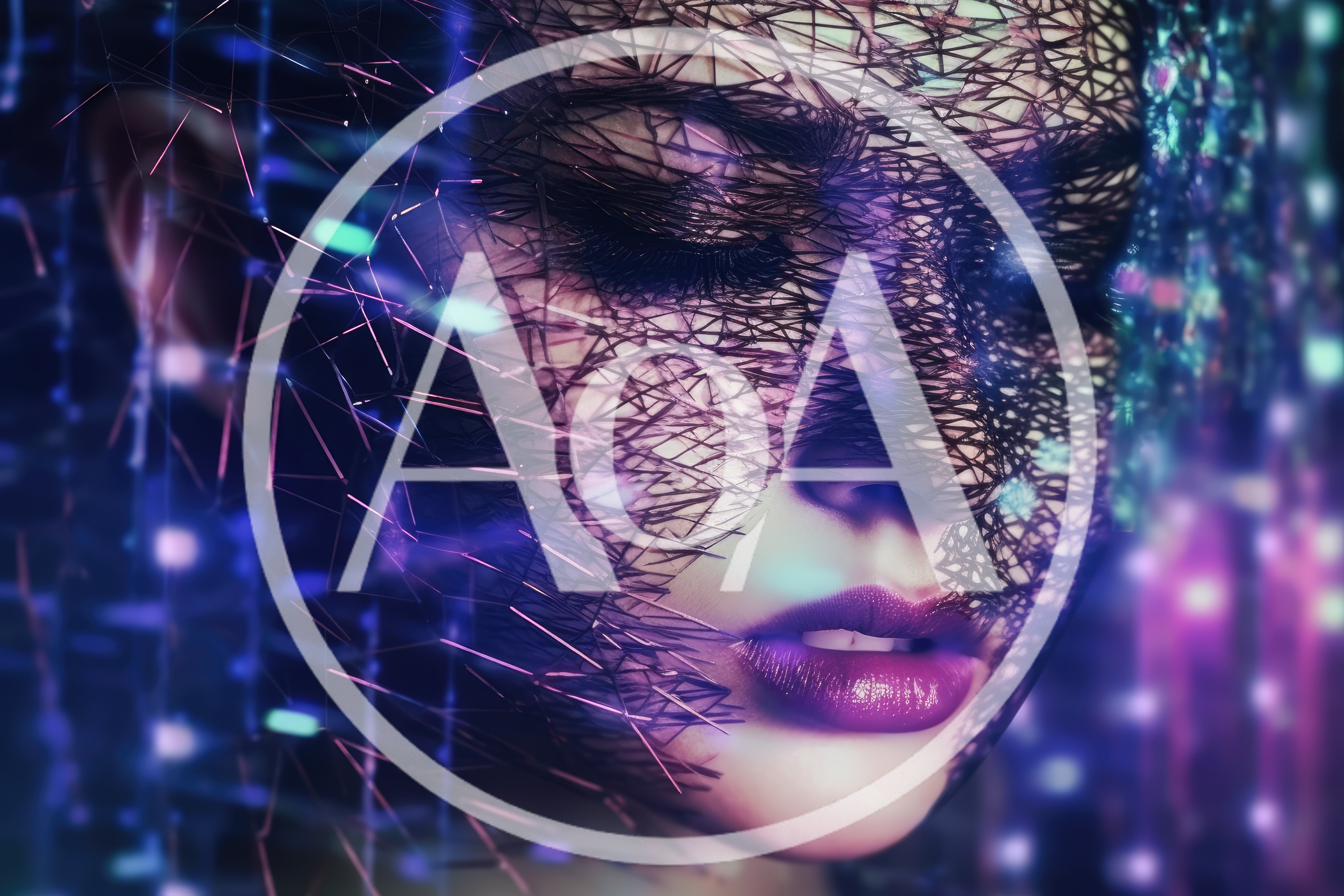 Digital Portrait Of A Woman With Geometric Face Overlay