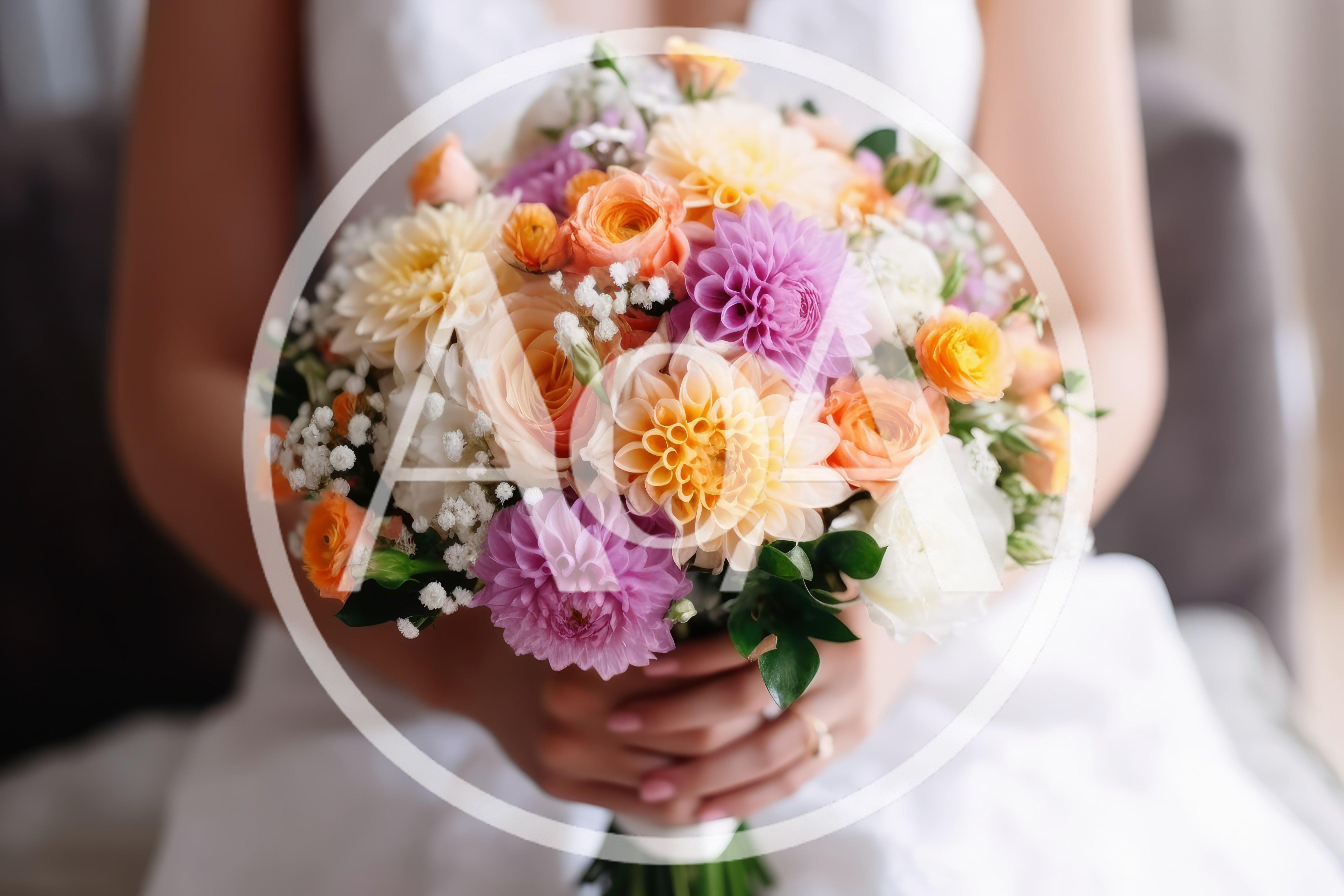 Bride Holding A Colorful Wedding Bouquet