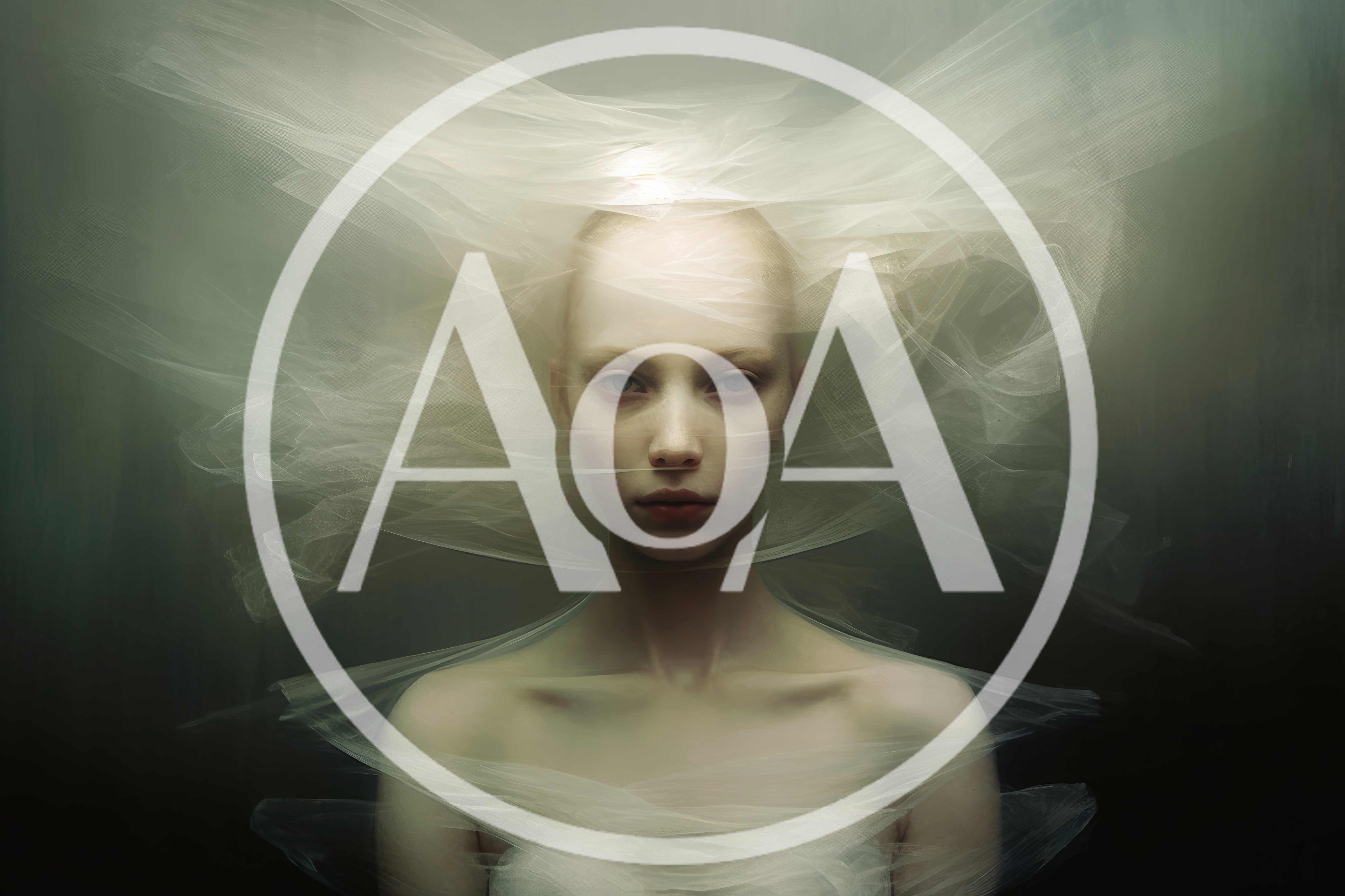 Ethereal Portrait Of A Woman Wrapped In Translucent Fabric