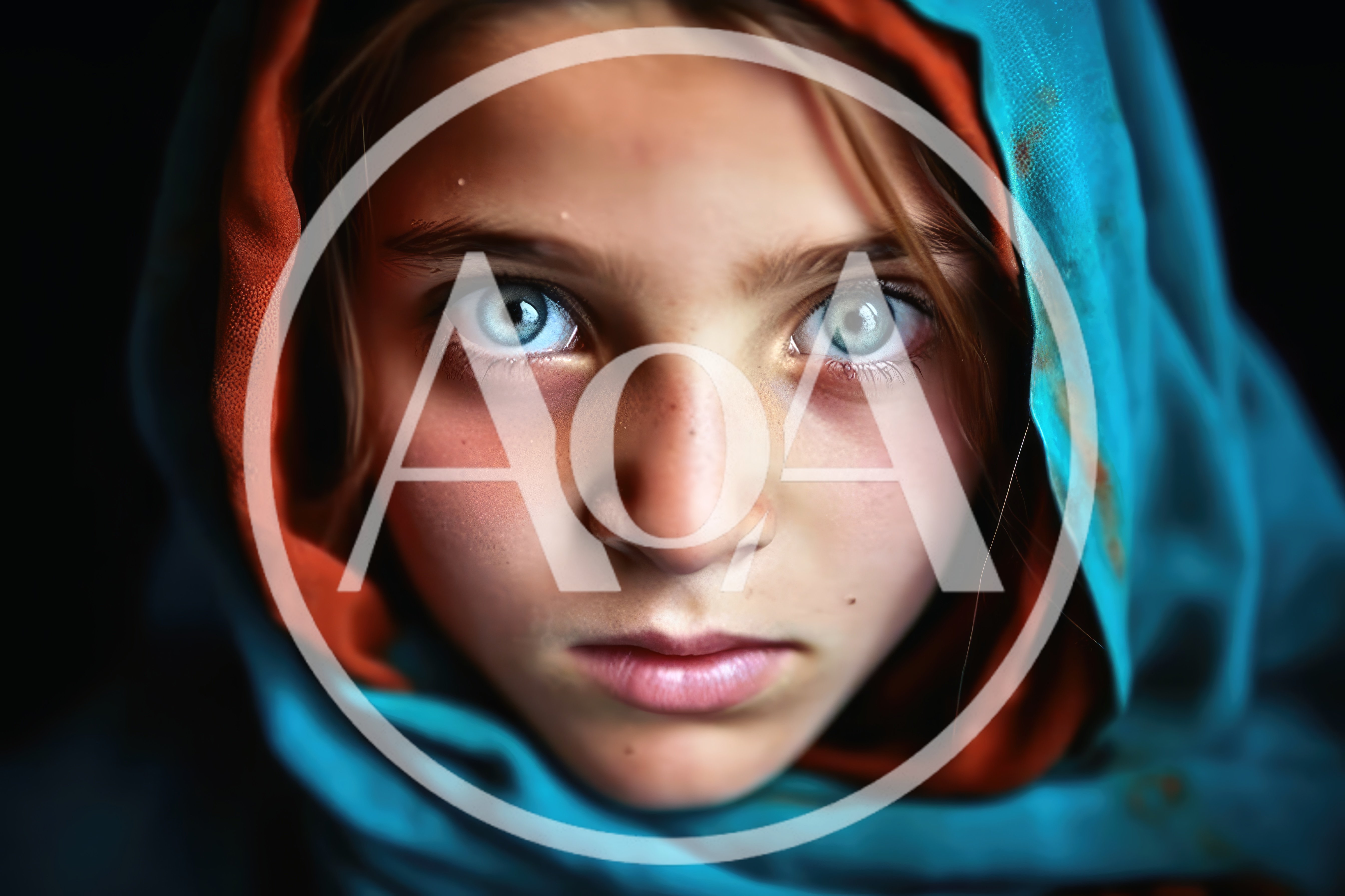 Portrait Of A Young Girl With Piercing Blue Eyes
