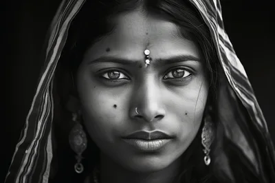 Portrait Of A Young Indian Woman In Traditional Attire