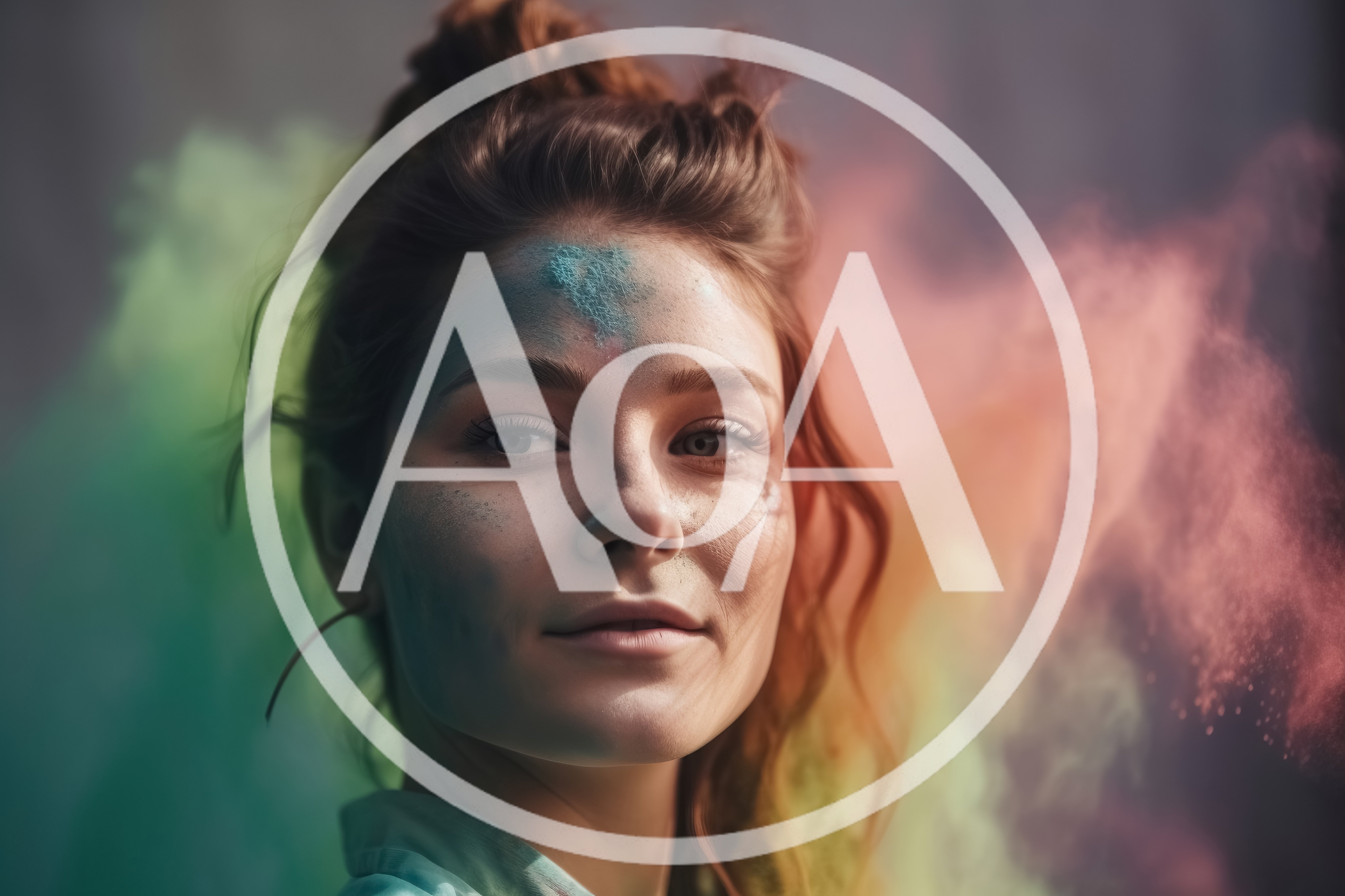 Portrait Of A Young Woman With Colorful Powder