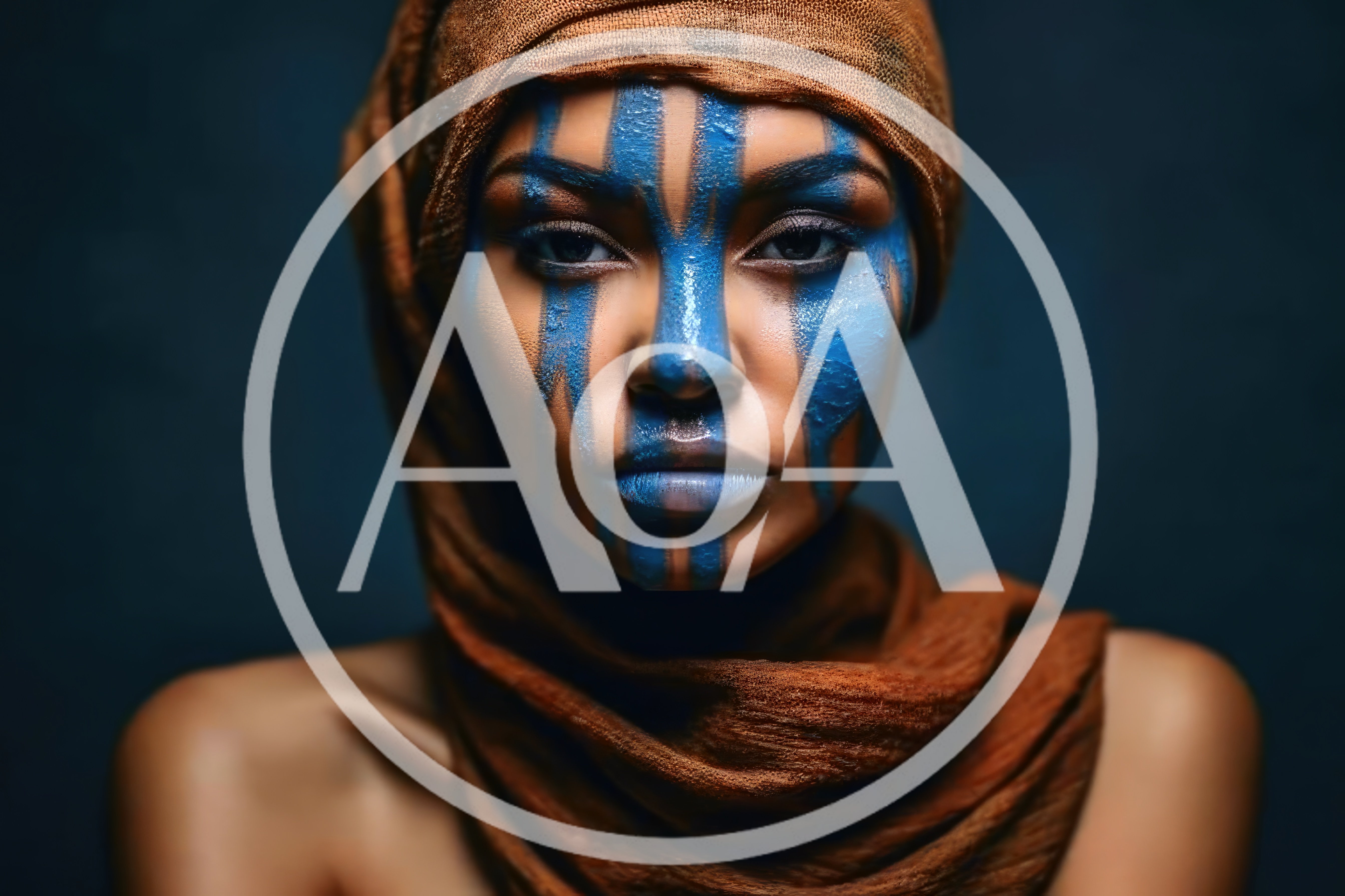 Portrait Of A Woman With Blue Face Paint