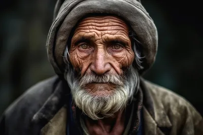 Portrait Of An Elderly Man With A Weathered Face
