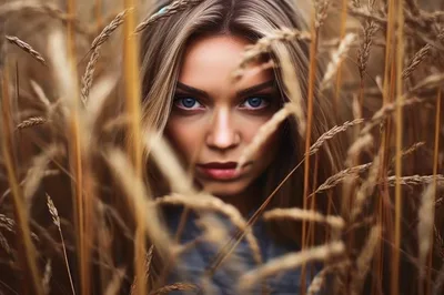 Portrait Of A Young Woman In A Wheat Field