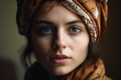 Portrait Of A Young Woman Wearing A Headscarf