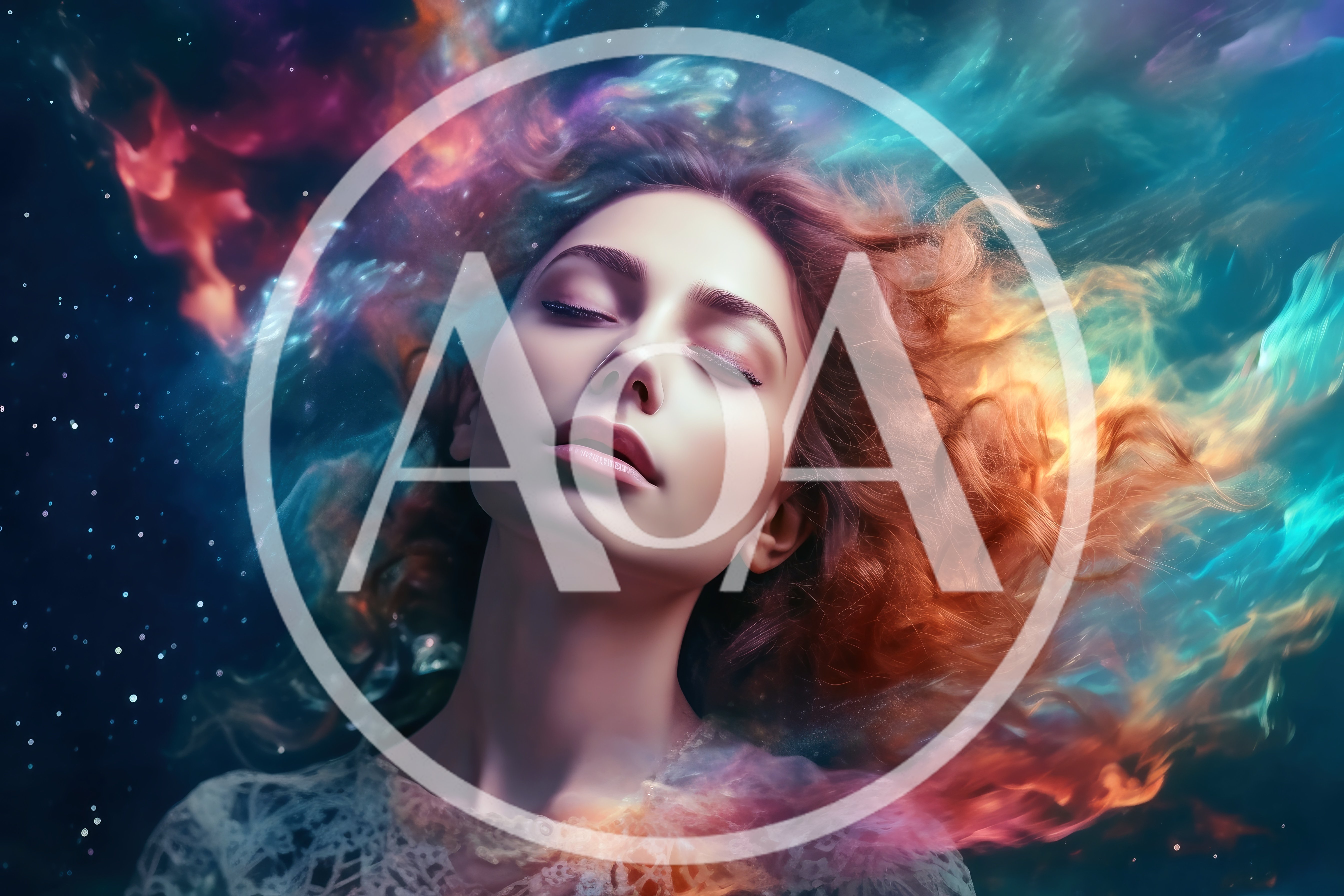 Ethereal Woman Floating In A Cosmic Nebula