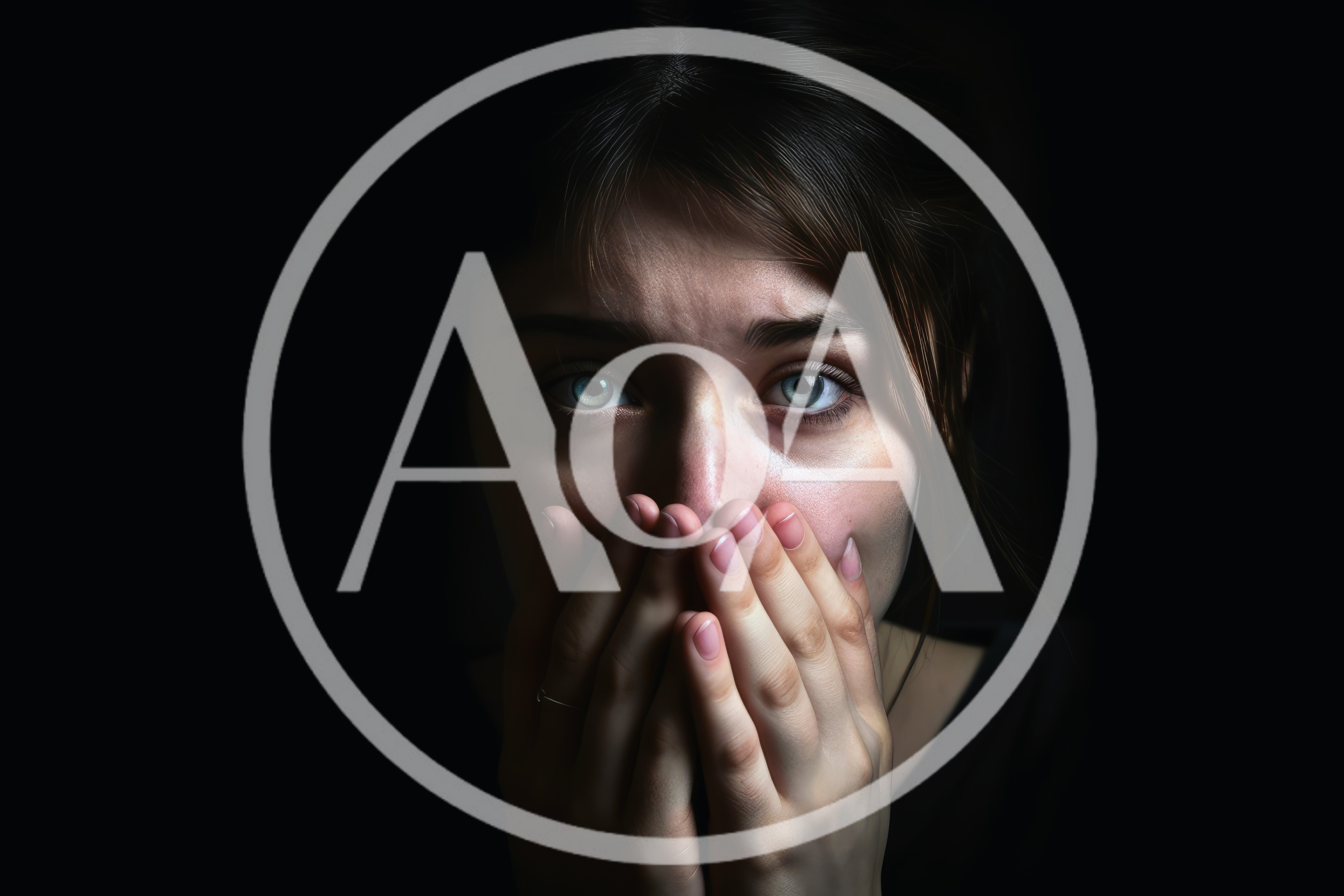 Close Up Portrait Of A Woman Covering Her Mouth