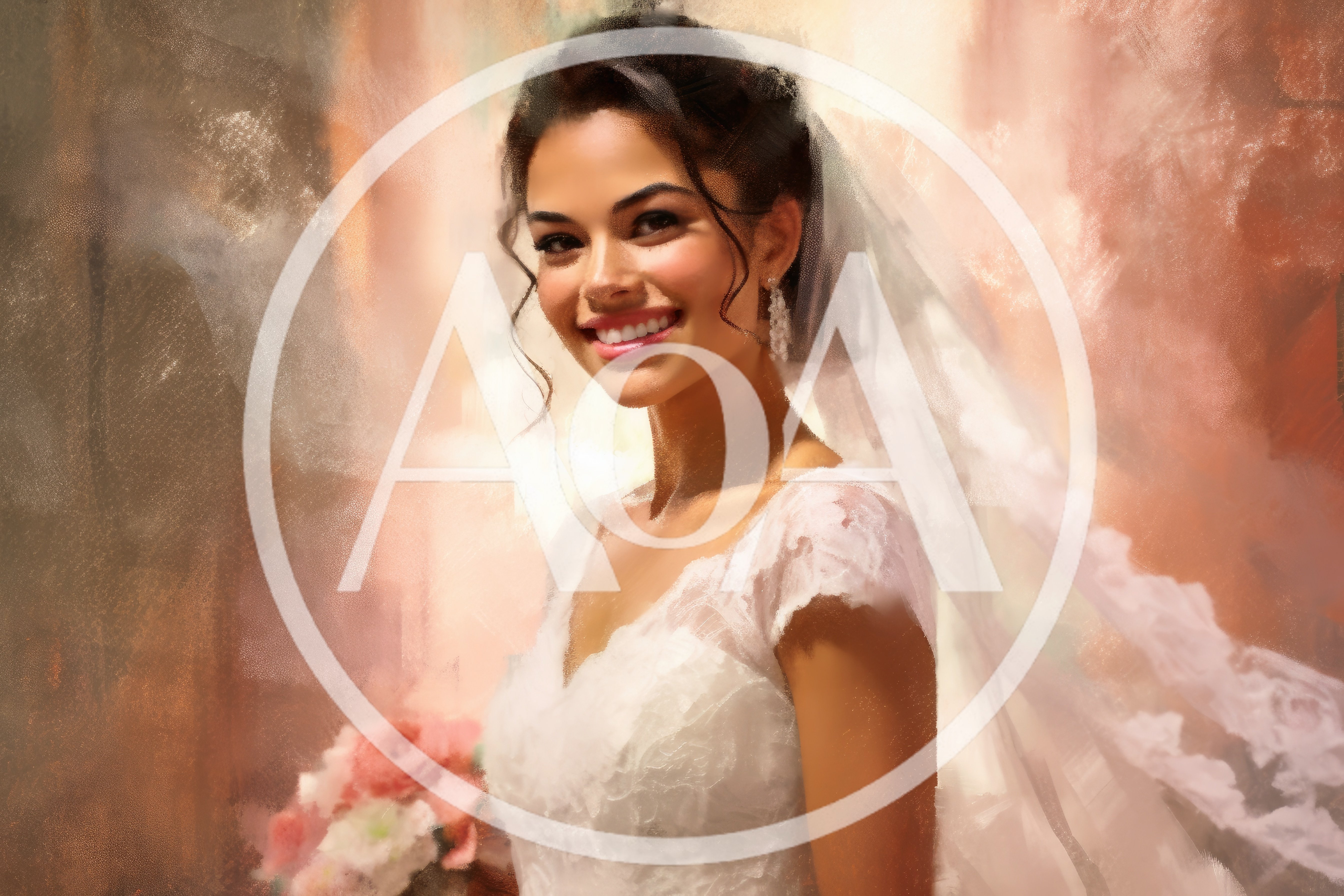 Portrait Of A Beautiful Smiling Bride In Wedding Dress