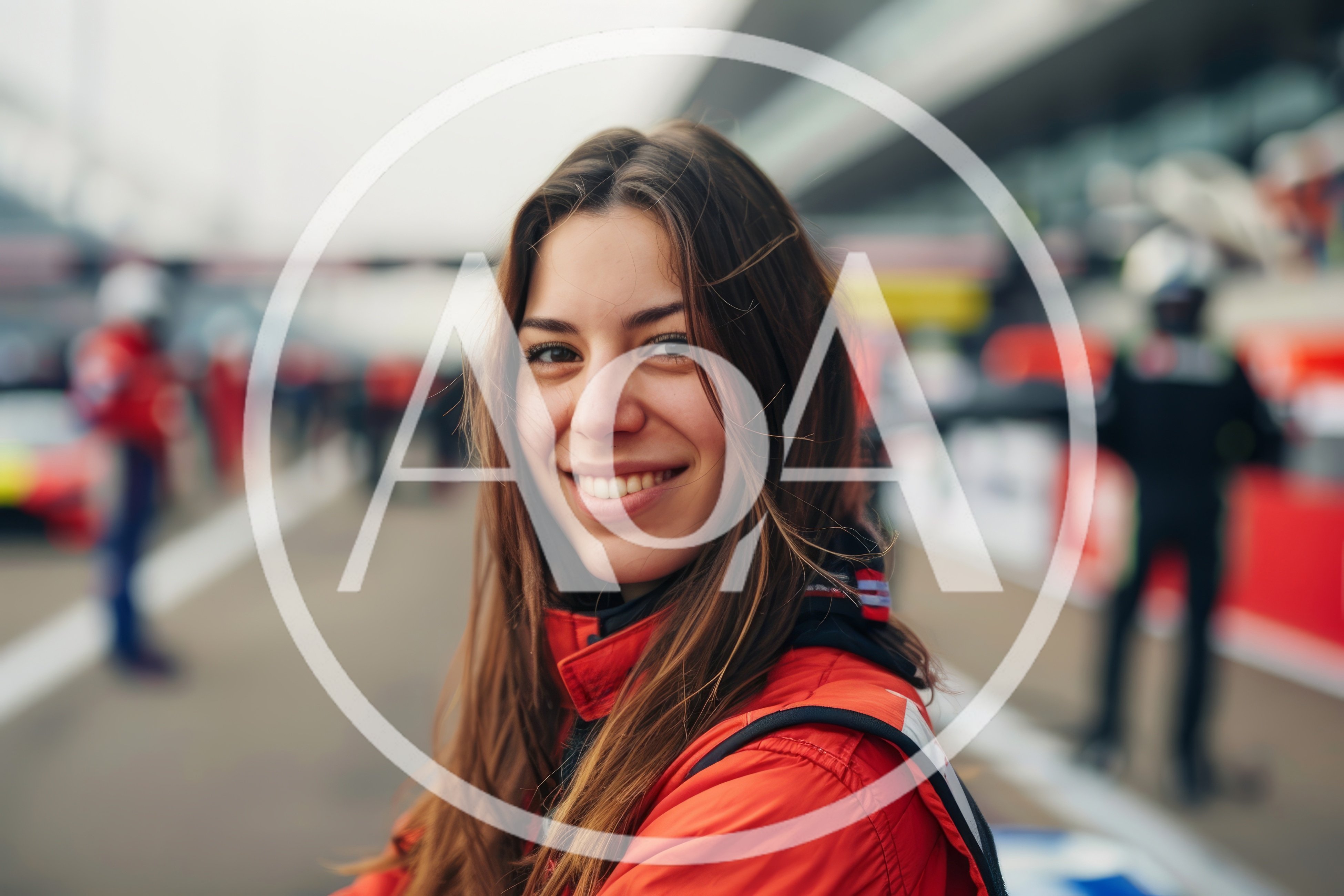 Smiling Female Race Car Driver At The Pit Lane