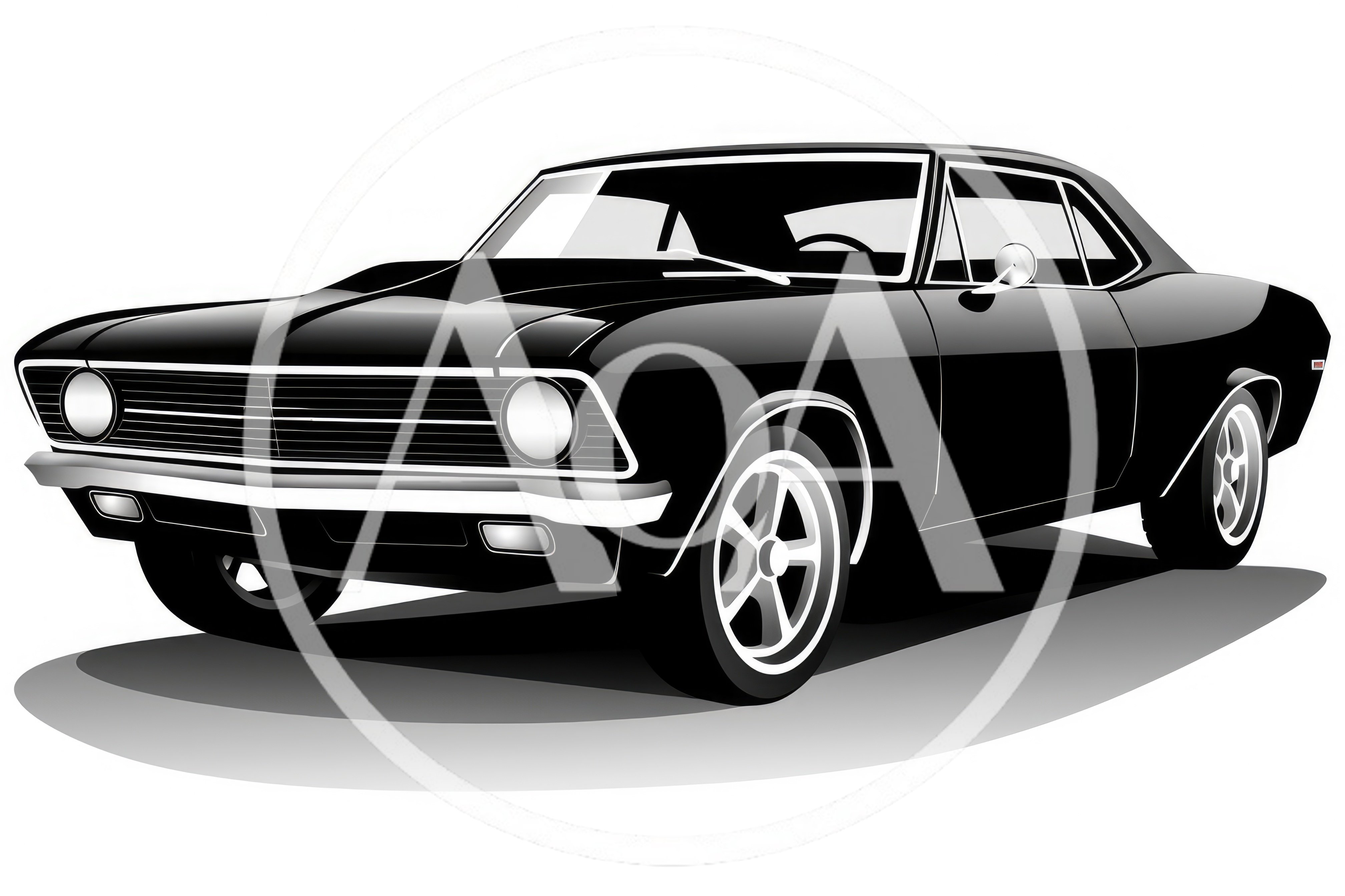 Black Classic Muscle Car Illustration