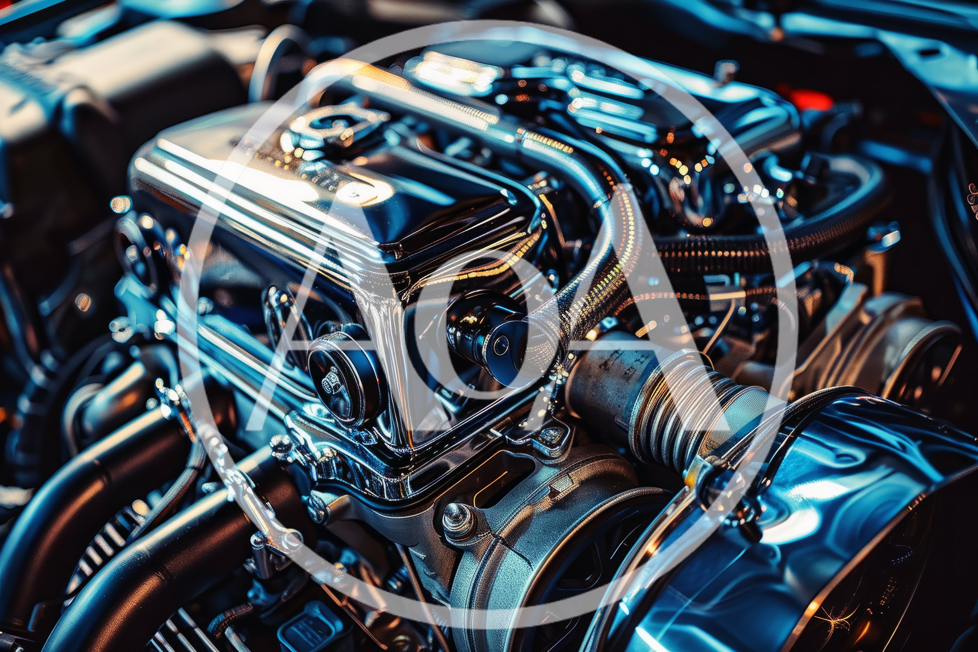 Close Up Of A Polished Chrome Car Engine