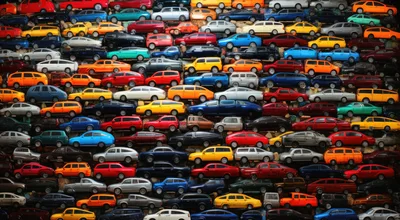 Collection Of Miniature Toy Cars Arranged In Rows