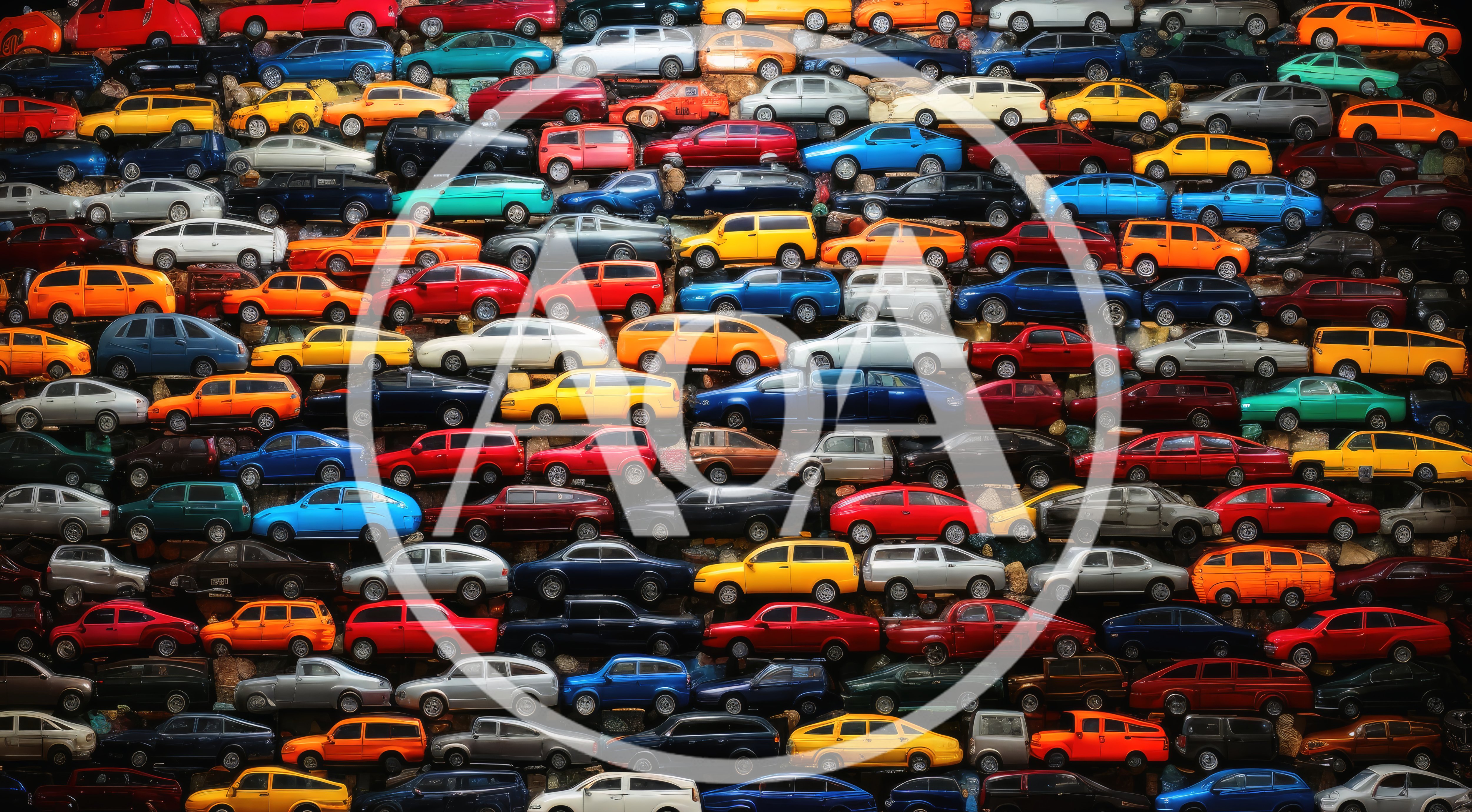 Collection Of Miniature Toy Cars Arranged In Rows