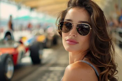Portrait Of A Stylish Woman At A Formula One Race