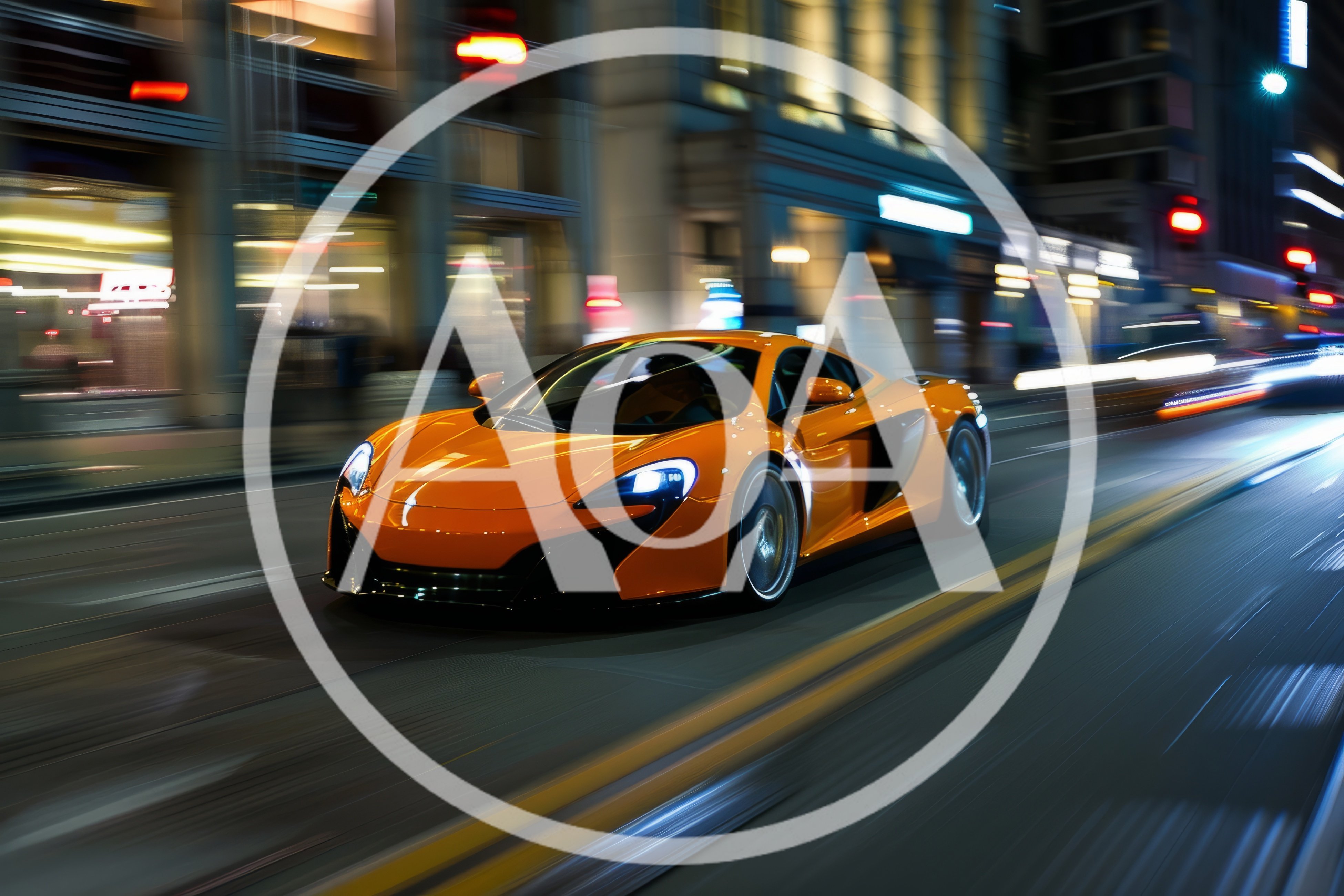 Orange McLaren Sports Car Driving Through City Streets