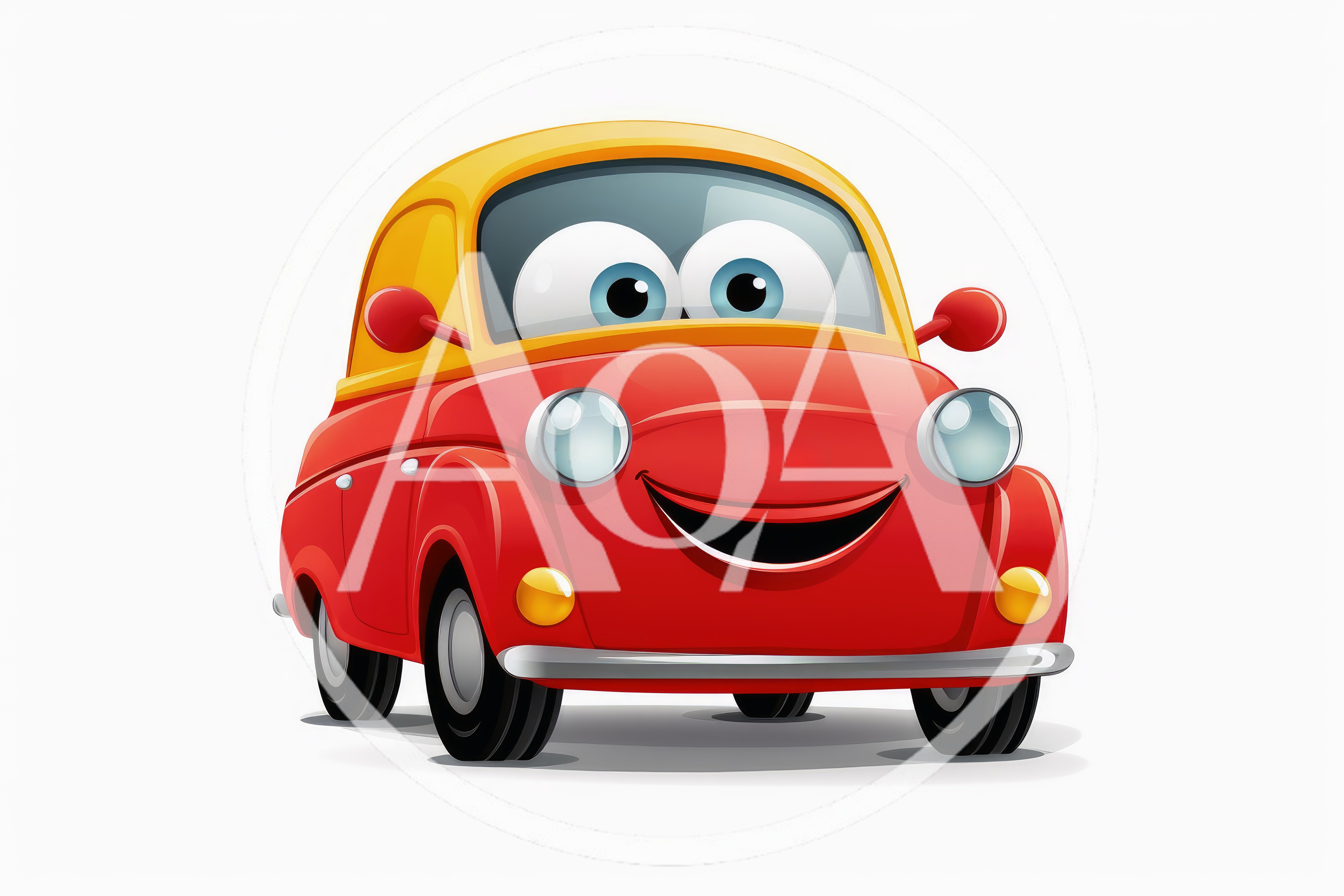 Cartoon Red Car Character With A Friendly Smiling Face