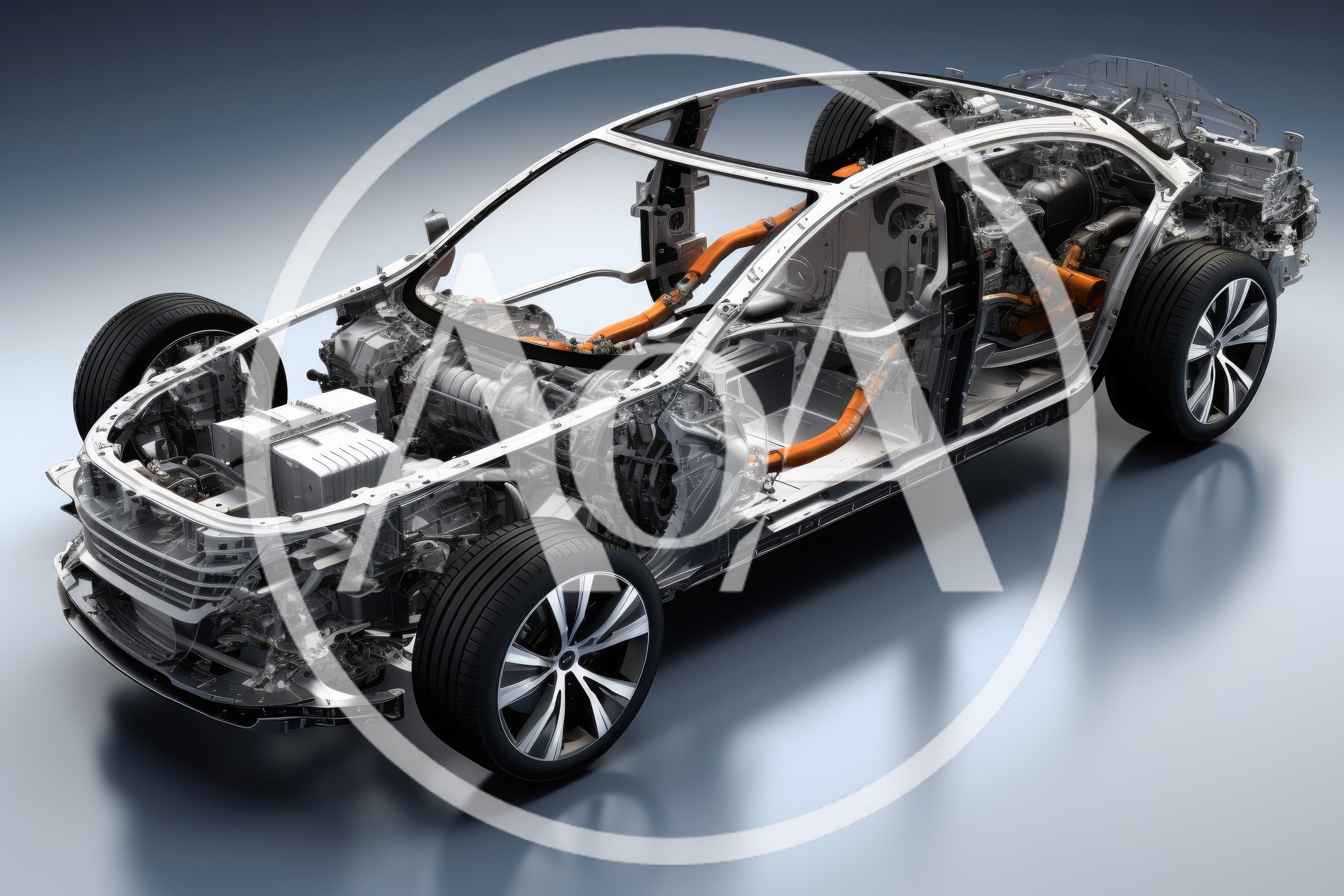 Transparent Electric Vehicle Chassis With Internal Components