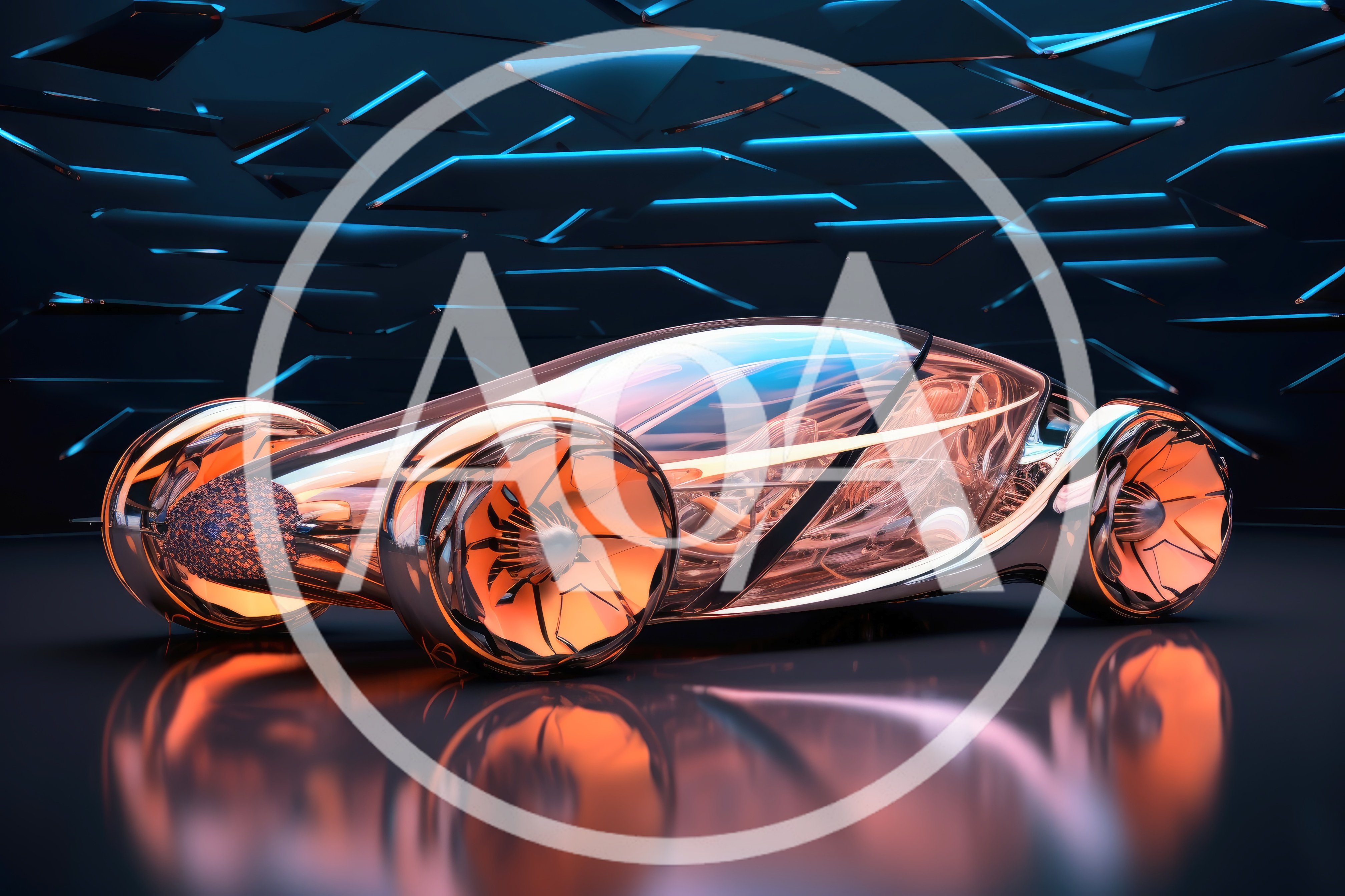 Futuristic Transparent Concept Car in Abstract Studio