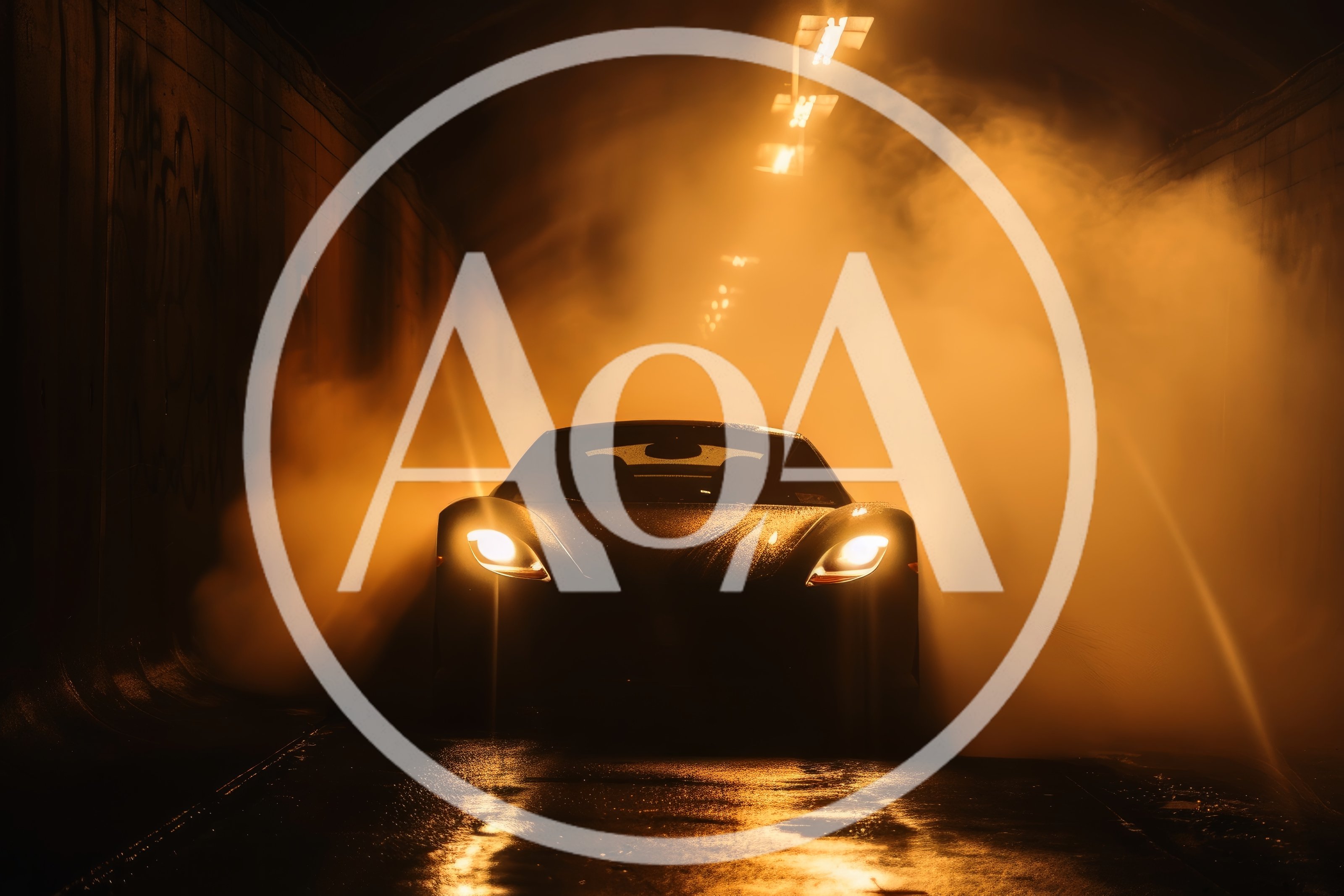 Sports Car Driving Through A Smoky Tunnel