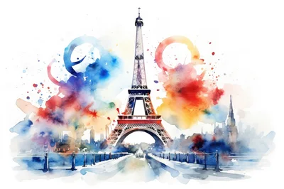Watercolor Illustration Of The Eiffel Tower In Paris