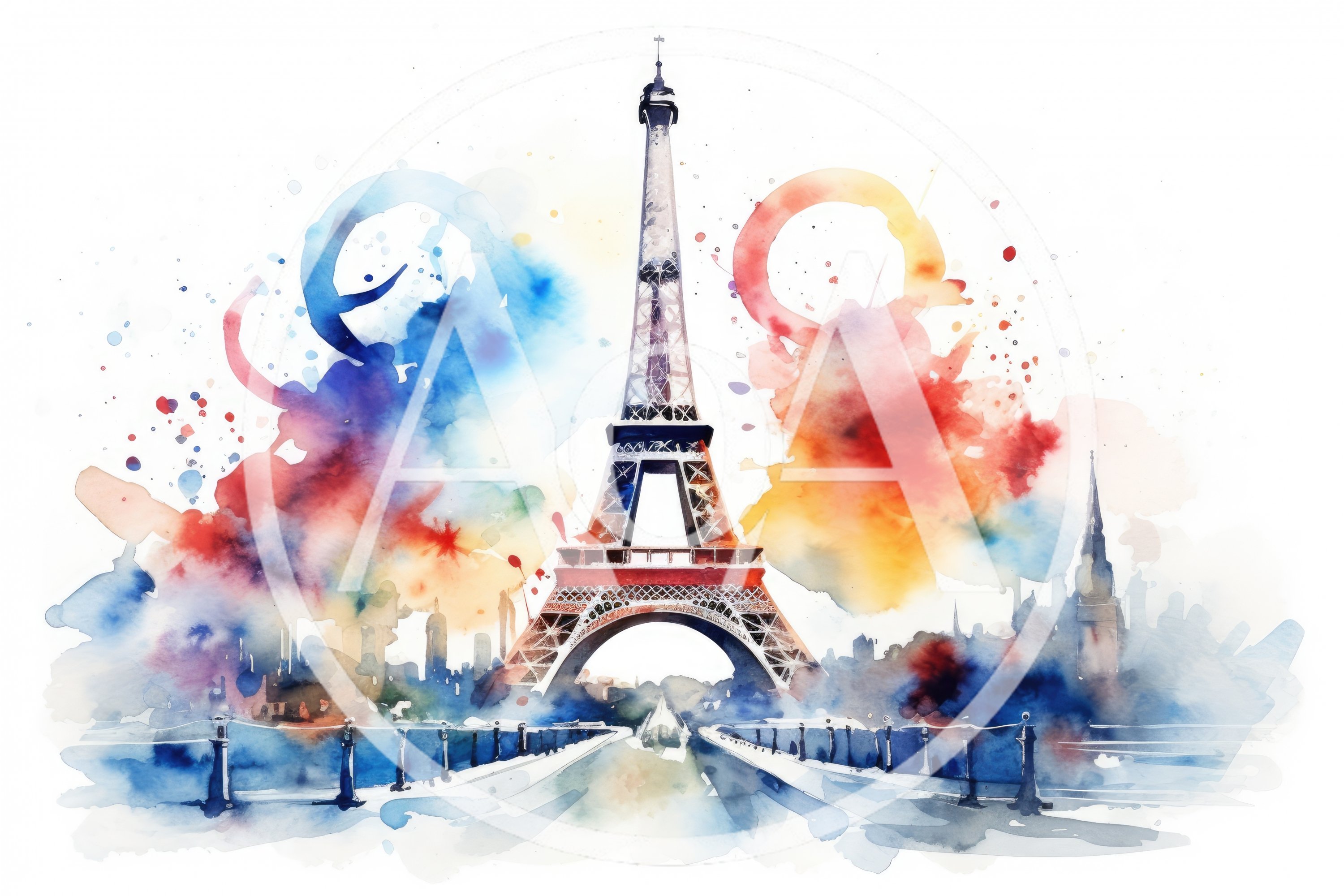 Watercolor Illustration Of The Eiffel Tower In Paris