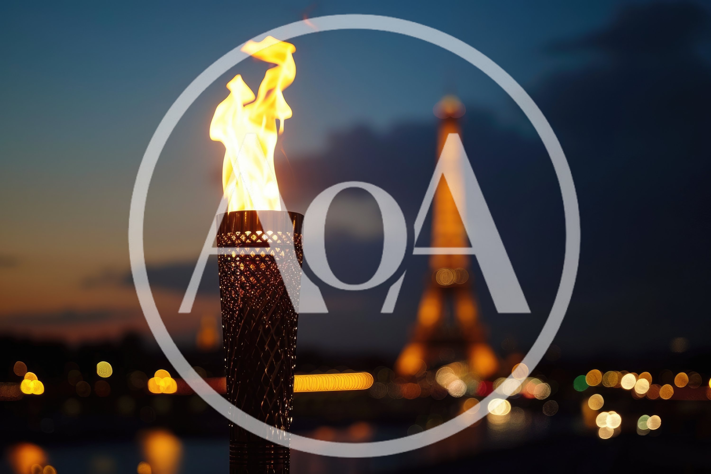 Olympic Torch Burning Brightly Before The Eiffel Tower