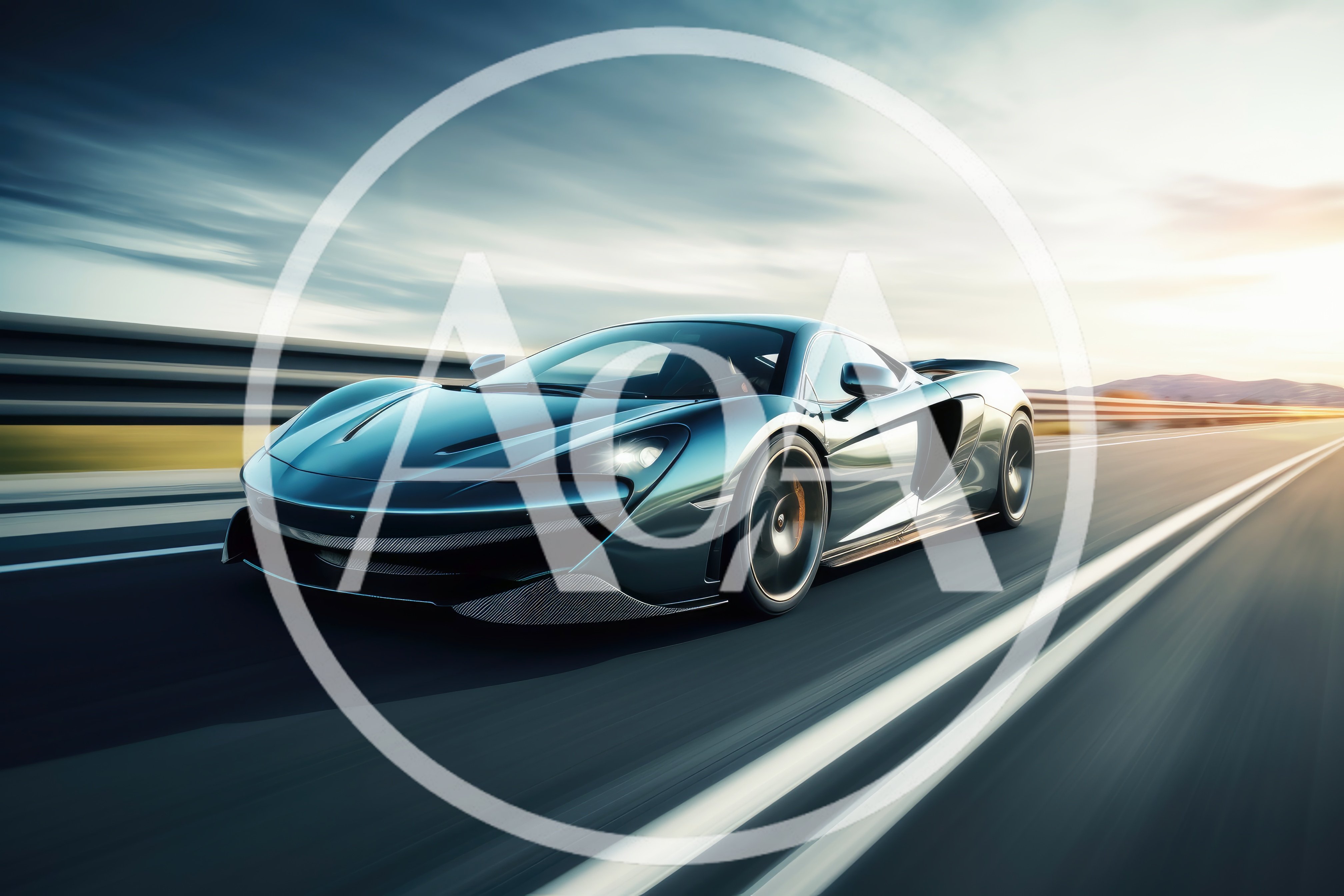 Sleek Sports Car Driving Fast on Highway