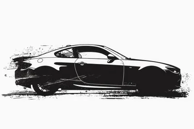 Black And White Silhouette Of A Sports Coupe